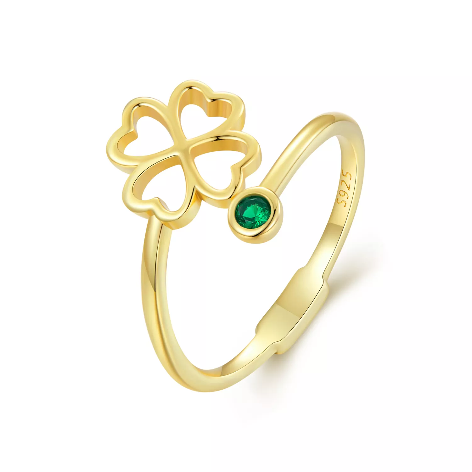 Pandora Stijl Gouden open ring met vierklaver - SCR843-B