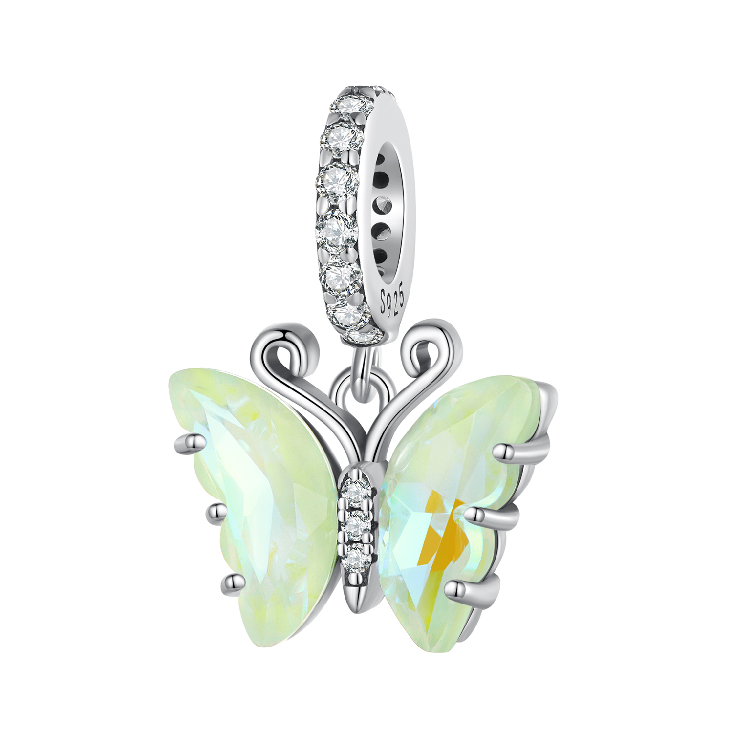 Pandora Stijl Groene Aurora Vlinder Hanger - SCC2305-GN Pandora Stijl Groene Aurora Vlinder Hanger - SCC2305-GN