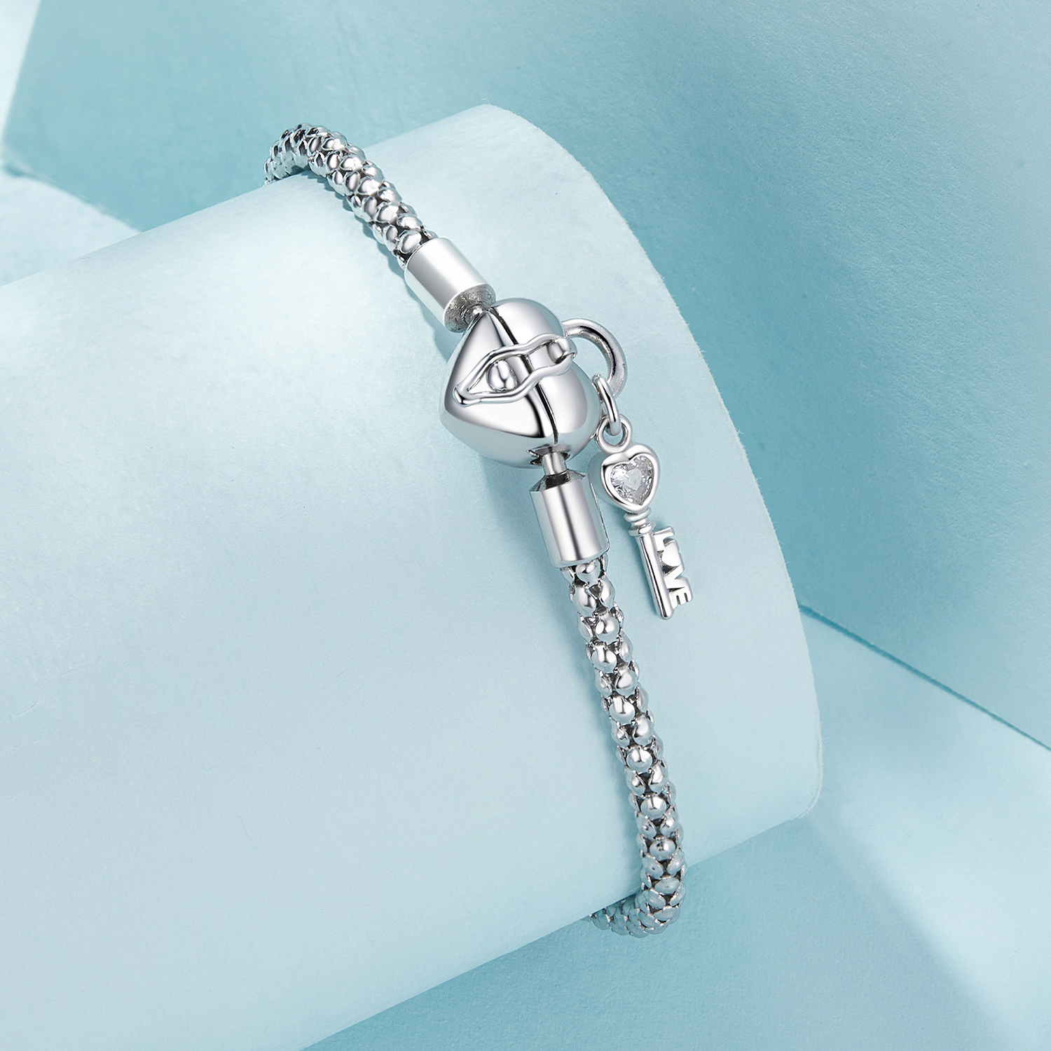 Pandora Stijl Hart Sleutelhanger Armband - SCB259