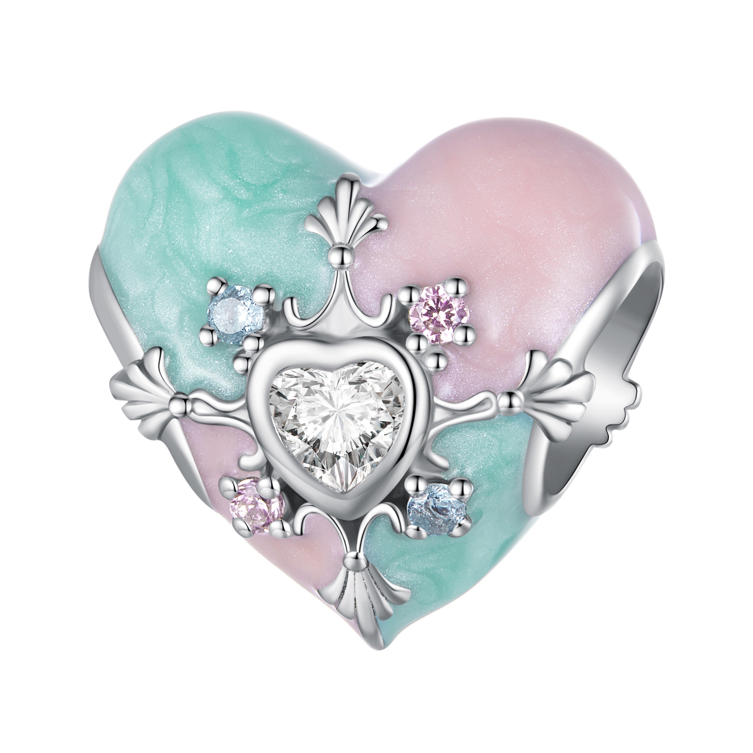 Pandora Stijl Hartvormige Paasbedel - BSC782 Pandora Stijl Hartvormige Paasbedel - BSC782