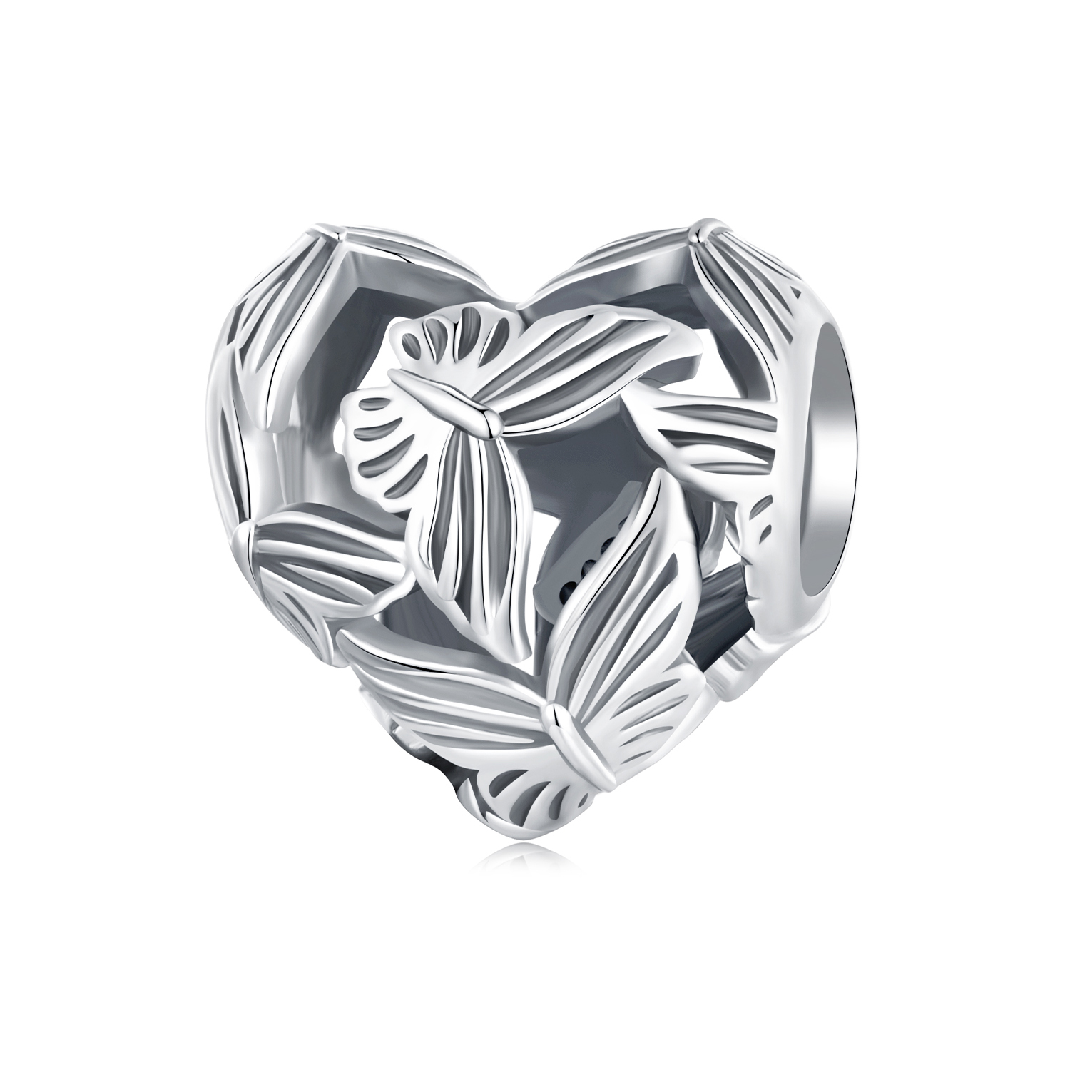 Pandora Stijl Hartvormige Vlinderbedel - SCC2576 Pandora Stijl Hartvormige Vlinderbedel - SCC2576