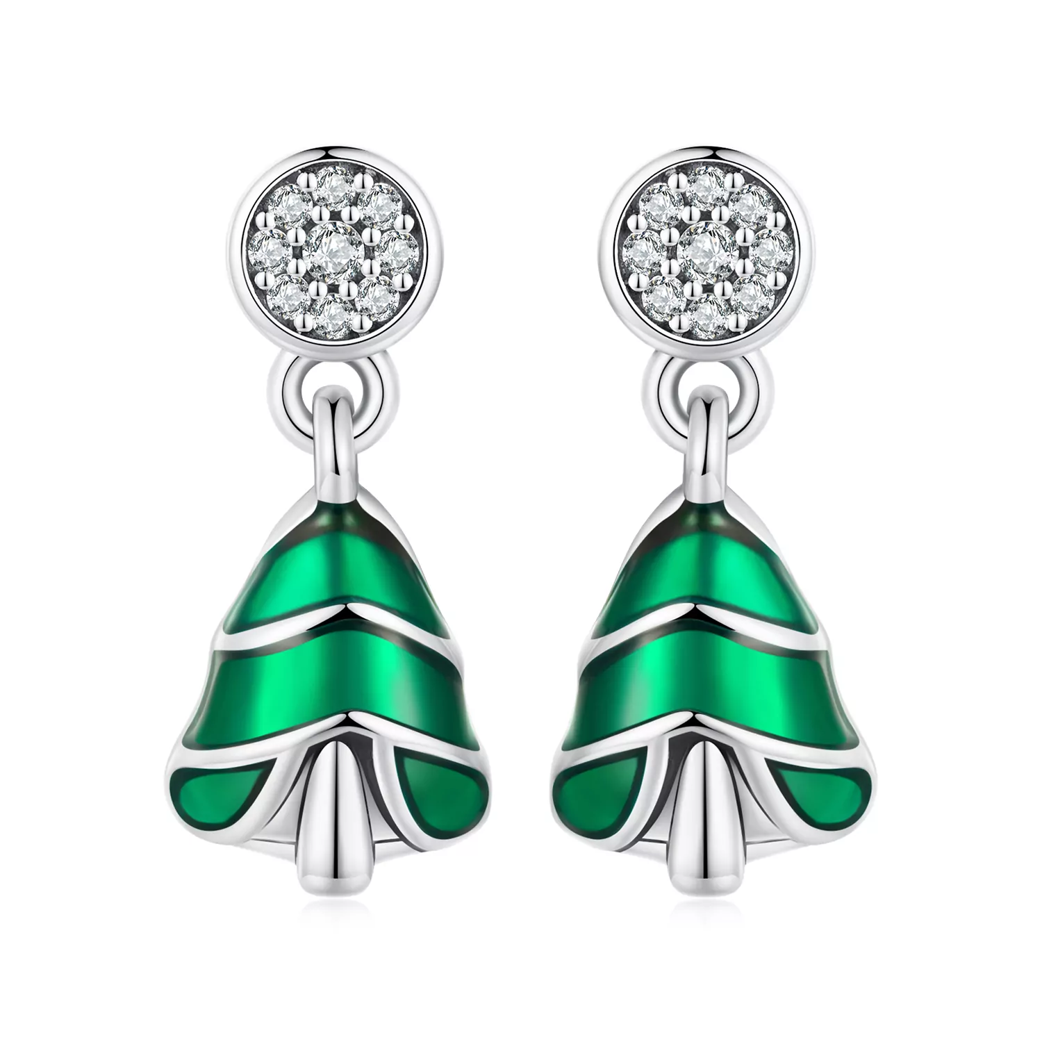 Pandora stijl kerstboom oorbellen - BSE919