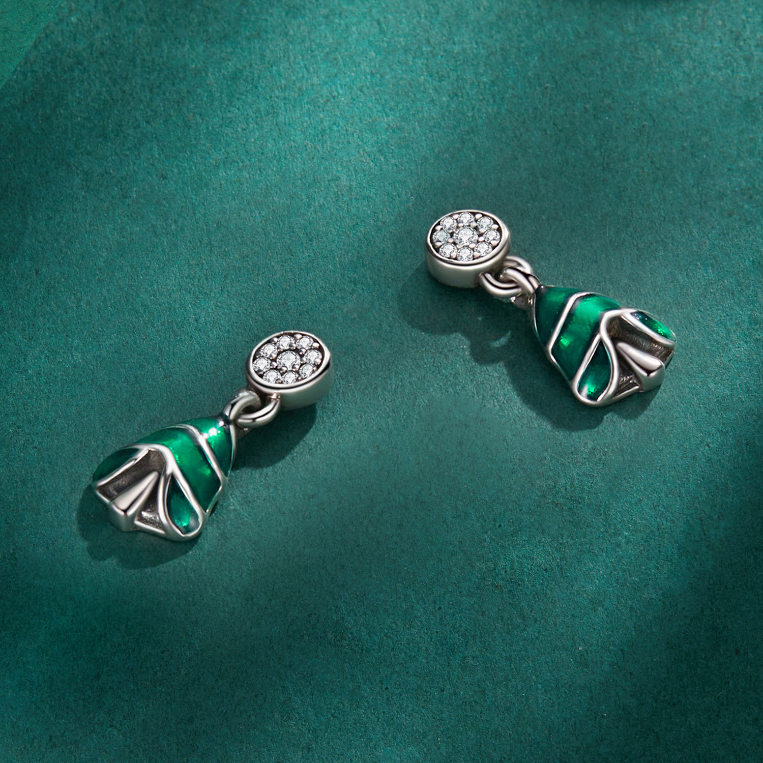 Pandora stijl kerstboom oorbellen - BSE919