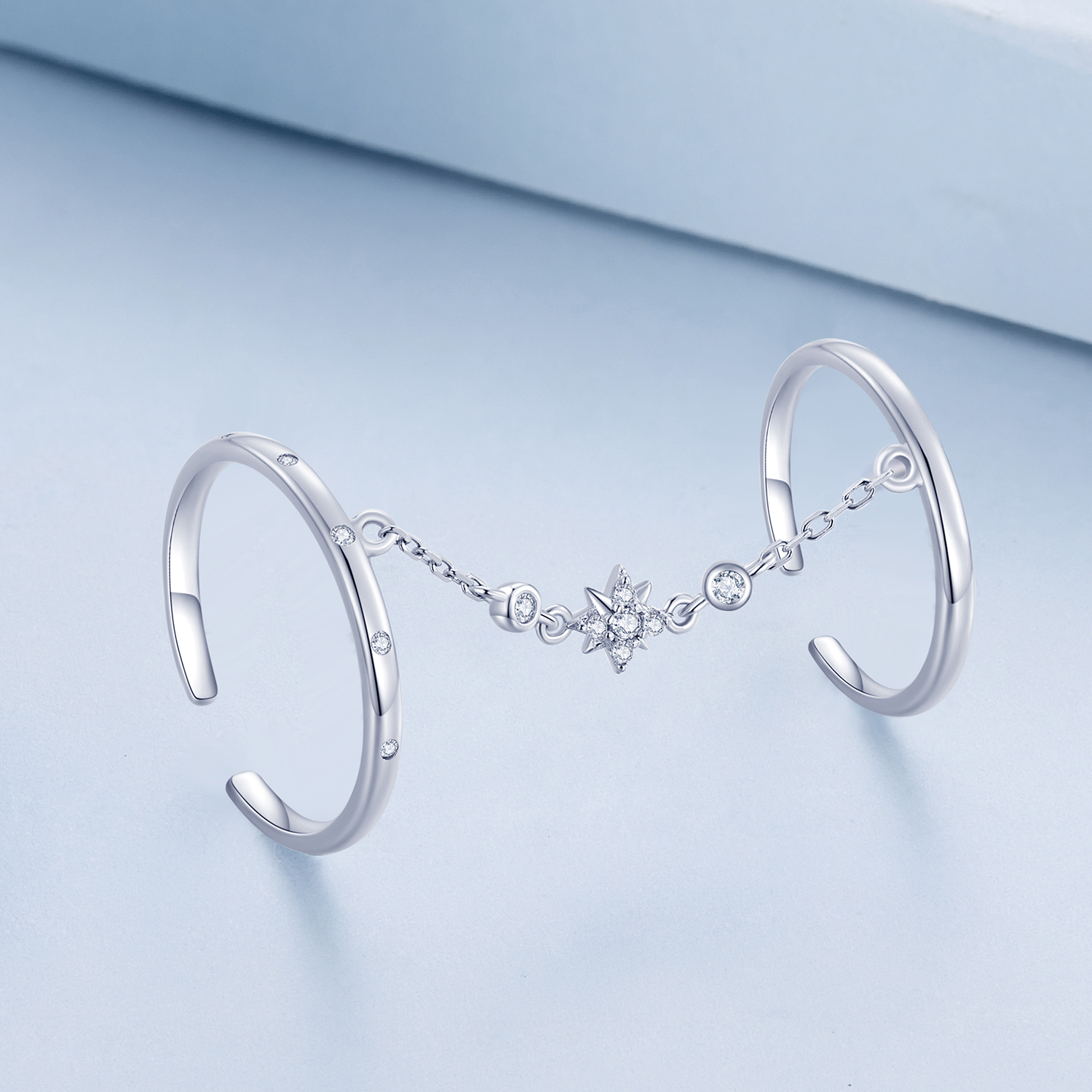 Pandora Stijl Ketting Dubbele Ring Open Ring - BSR405