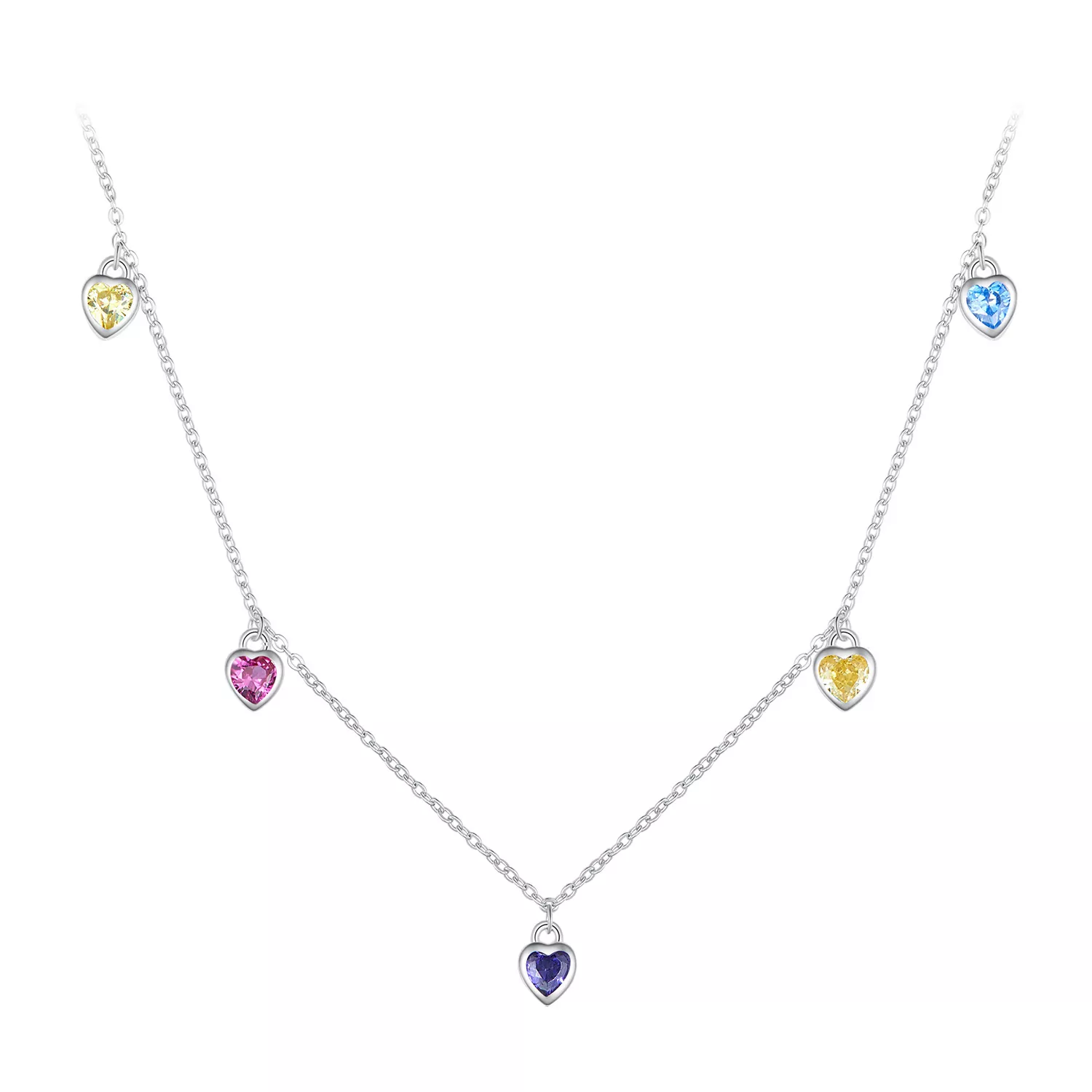 Pandora Stijl Kleurrijke Hart Halsketting - BSN320