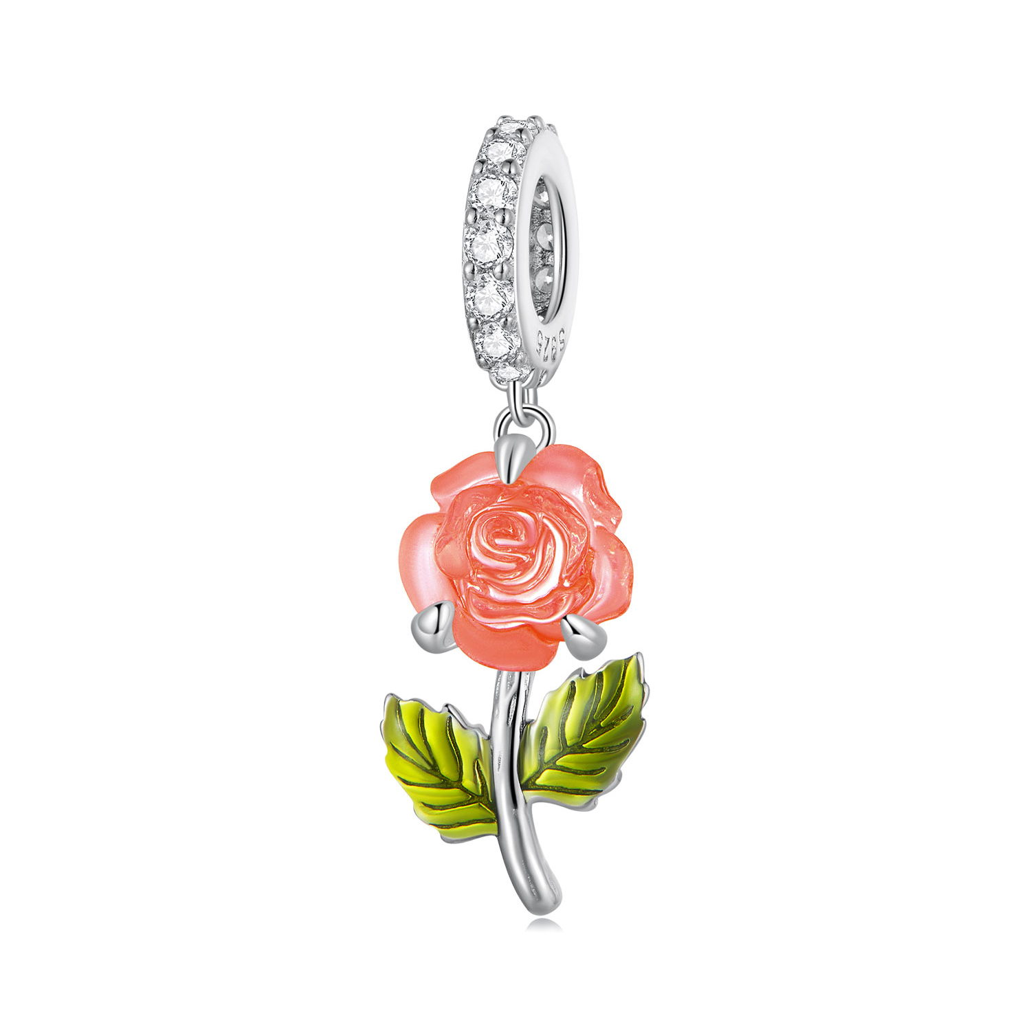 Pandora Stijl Kristallen Roos Hanger - BSC824-OG Pandora Stijl Kristallen Roos Hanger - BSC824-OG