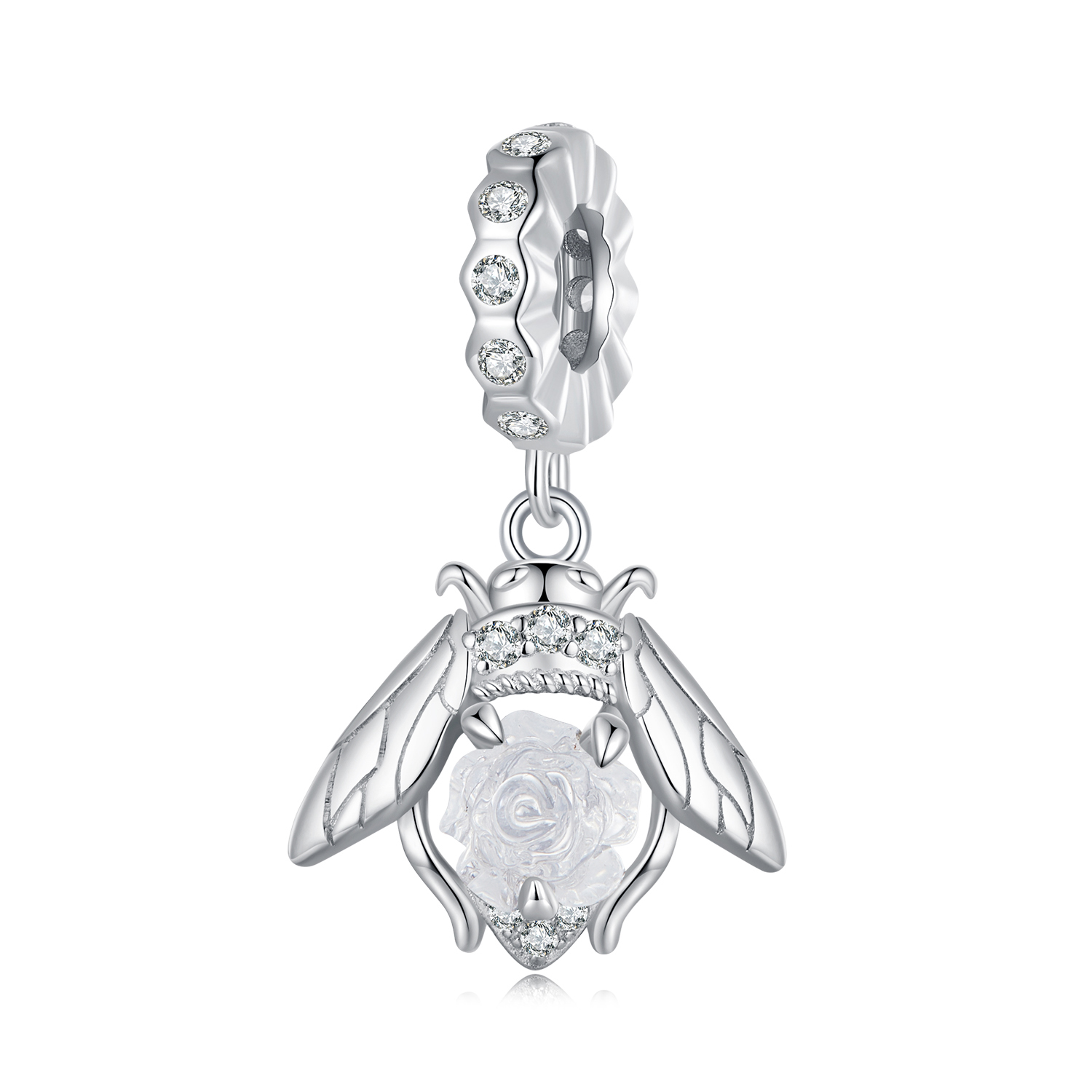 Pandora Stijl Lichtgevoelige Bij Roos Hanger - SCC2598 Pandora Stijl Lichtgevoelige Bij Roos Hanger - SCC2598