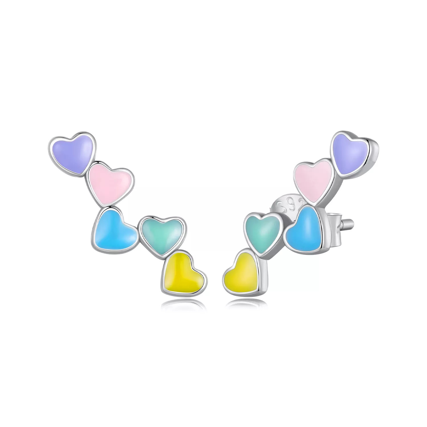 Pandora Stijl Liefde Kleurrijke Studs Oorbellen - SCE1638