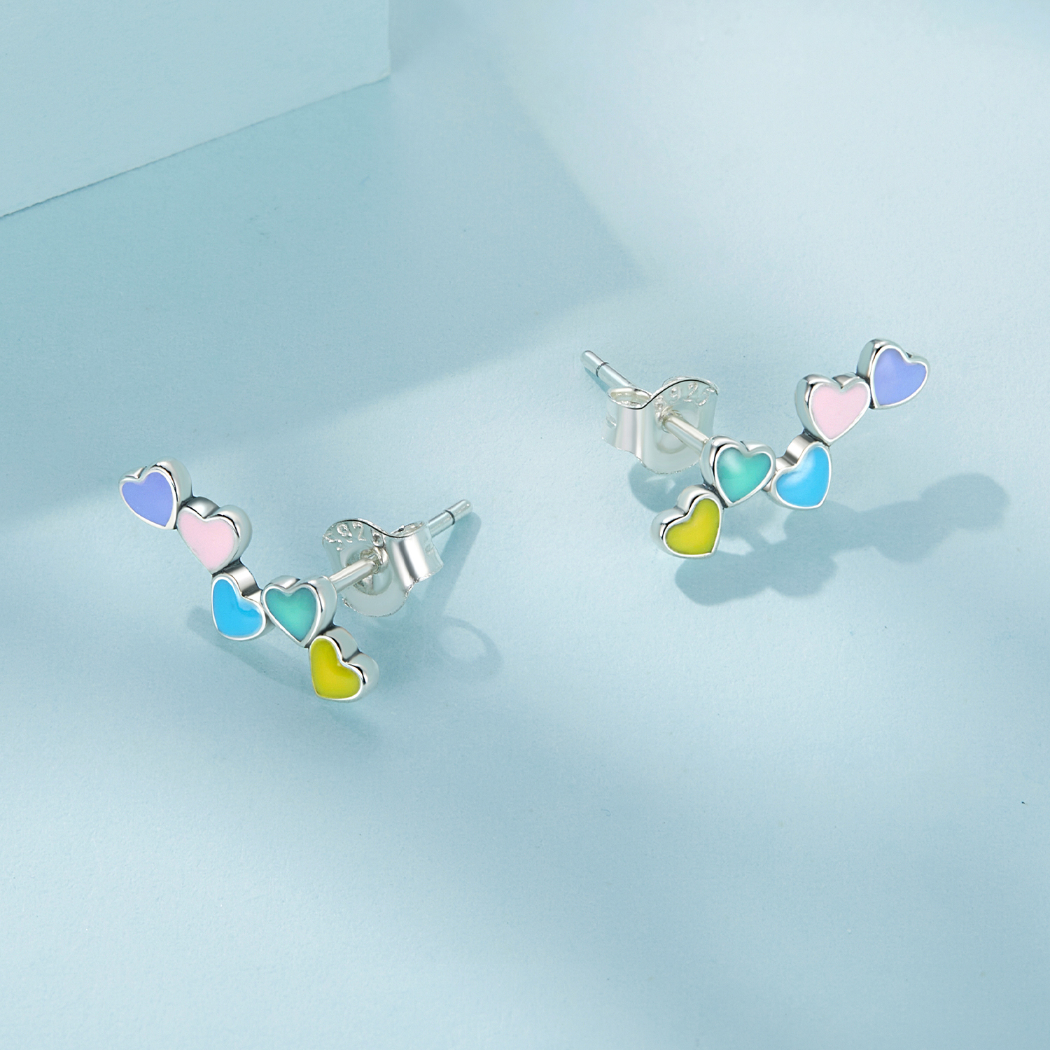 Pandora Stijl Liefde Kleurrijke Studs Oorbellen - SCE1638