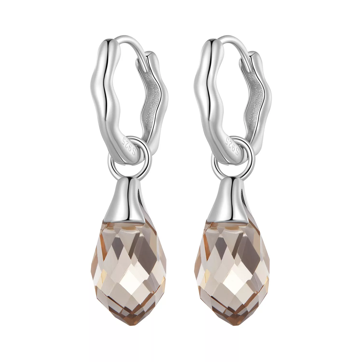 Pandora Stijl Luxe Waterdruppel Hoepeloorbellen - BSE814