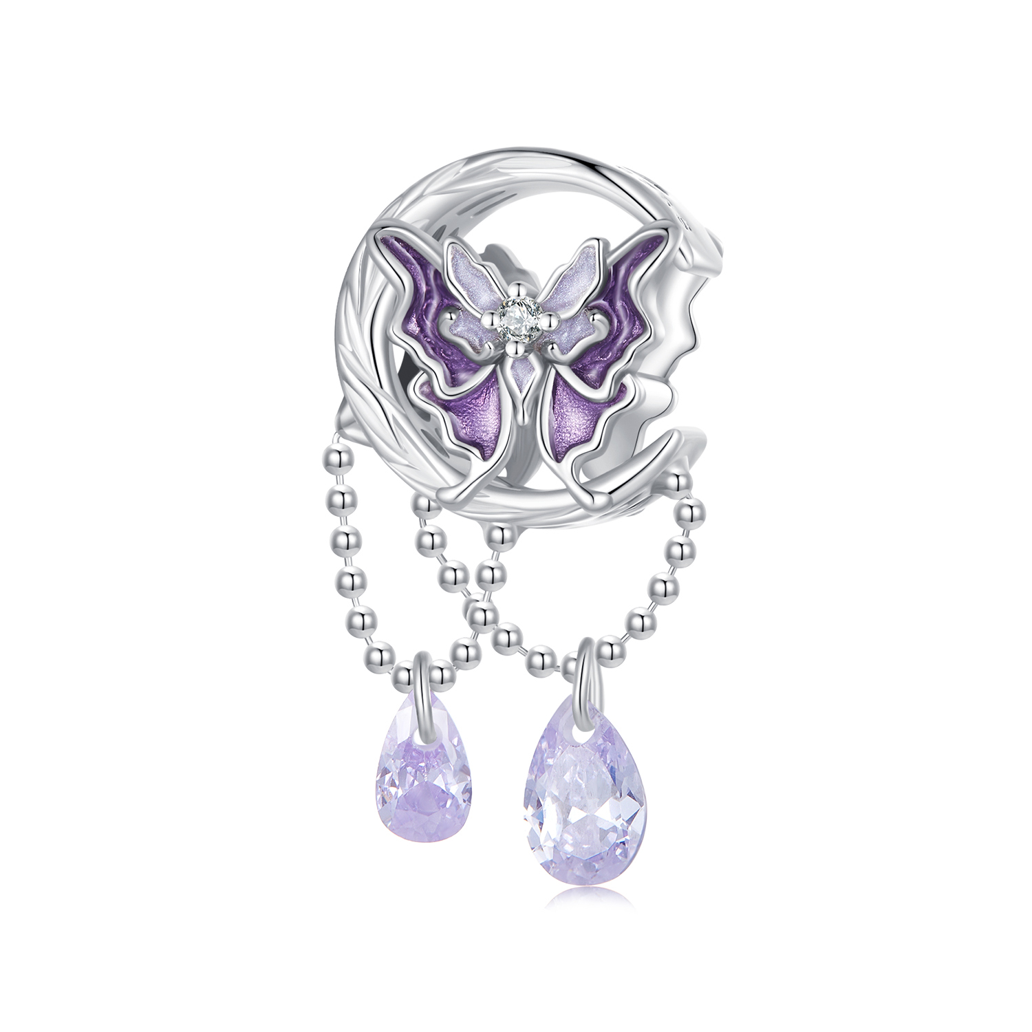 Pandora Stijl Maan Vlinder Bedel - SCC2545 Pandora Stijl Maan Vlinder Bedel - SCC2545
