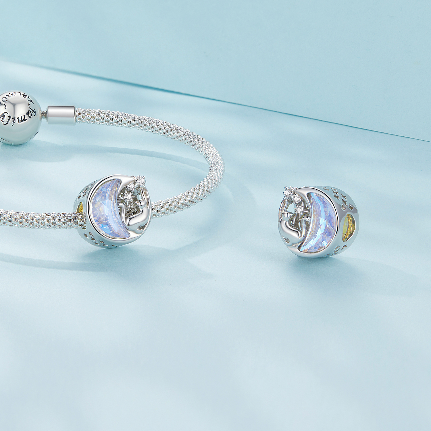 Pandora Stijl Maanlicht Kat Bedel - SCC2538