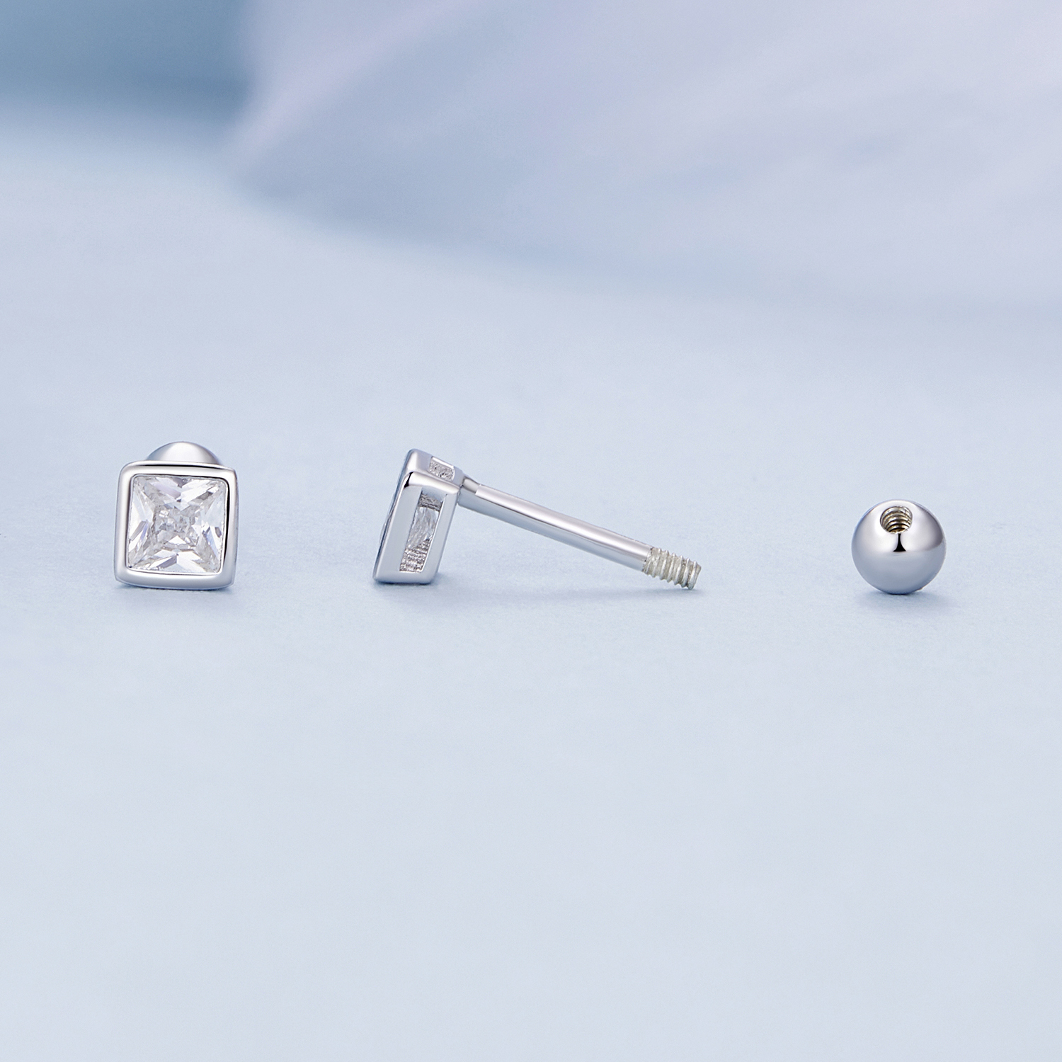 Pandora Stijl Mini Prinses Zirkonia Studs Oorbellen - BSE885-S