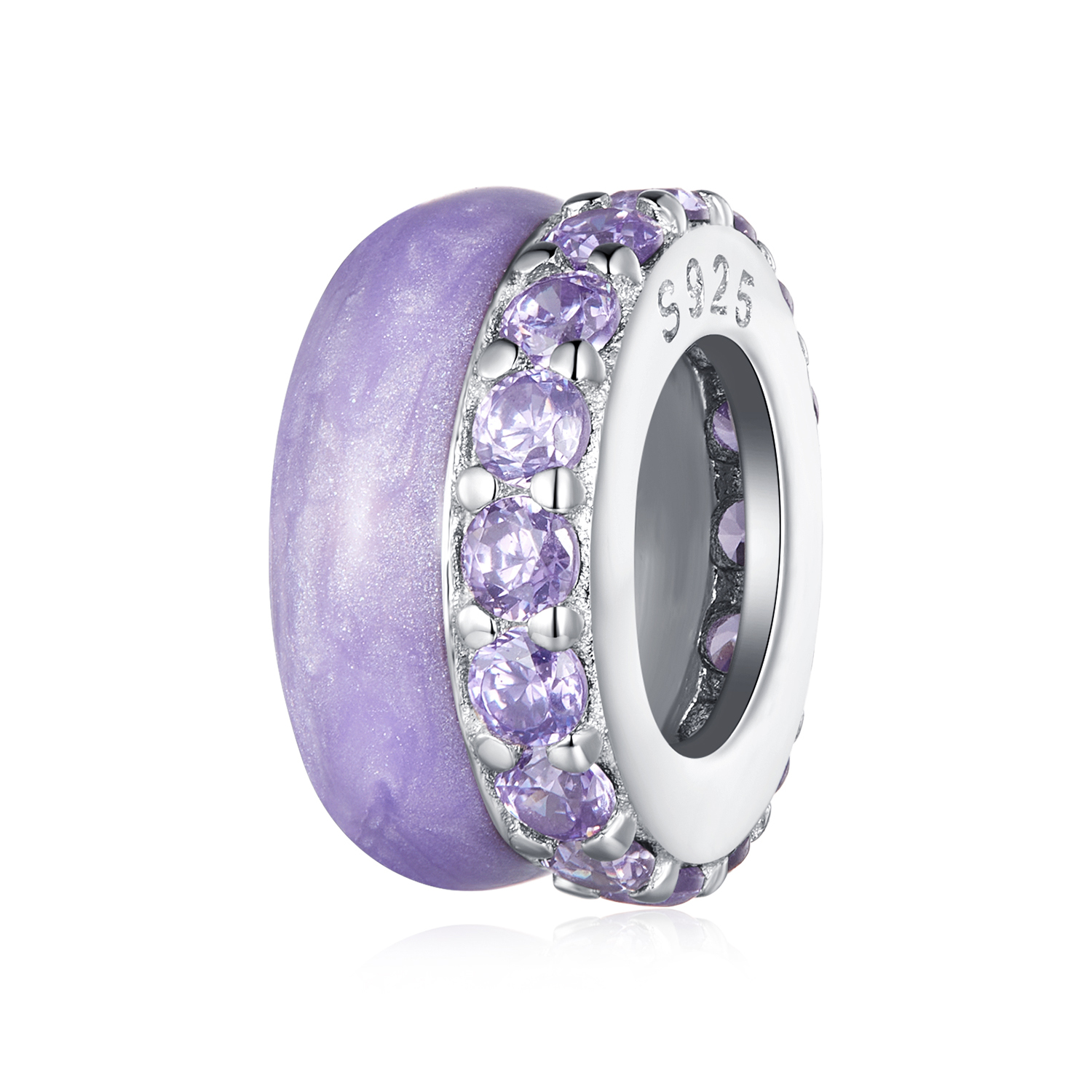 Pandora Stijl Paarse Dubbele Laag Silicone Spacer - BSC883-VT Pandora Stijl Paarse Dubbele Laag Silicone Spacer - BSC883-VT