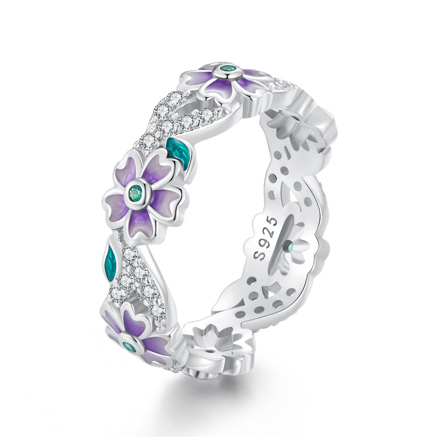 Pandora stijl Paarse Garland Ring - BSR492 Pandora stijl Paarse Garland Ring - BSR492