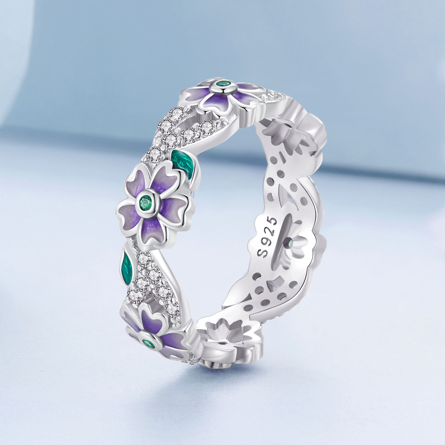 Pandora stijl Paarse Garland Ring - BSR492