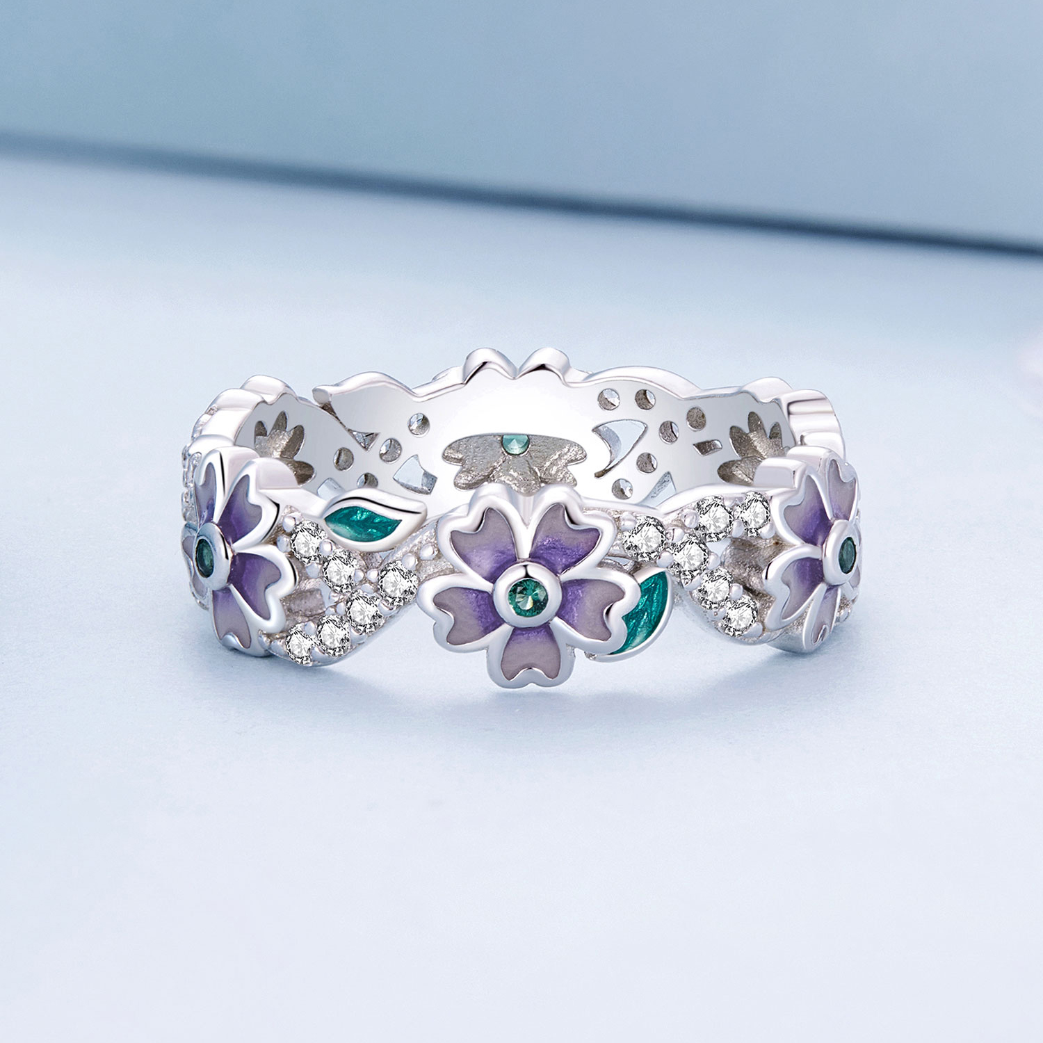 Pandora stijl Paarse Garland Ring - BSR492