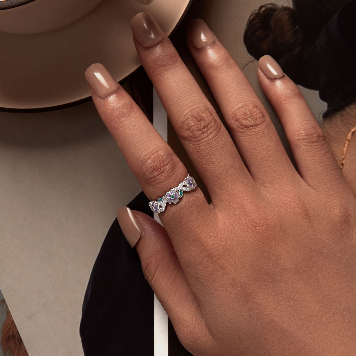 Pandora stijl Paarse Garland Ring - BSR492