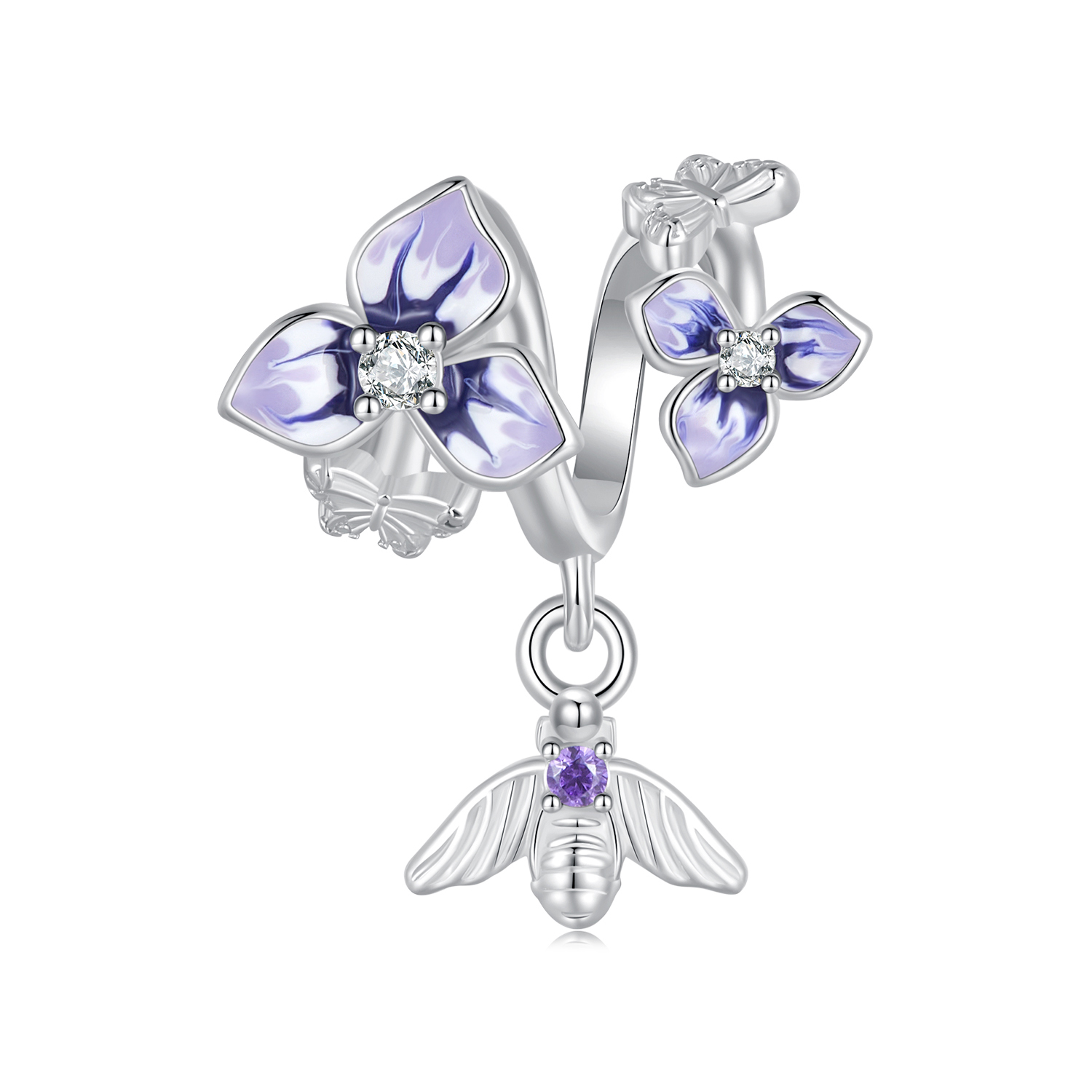 Pandora stijl Pansy Dangle - SCC2584 Pandora stijl Pansy Dangle - SCC2584