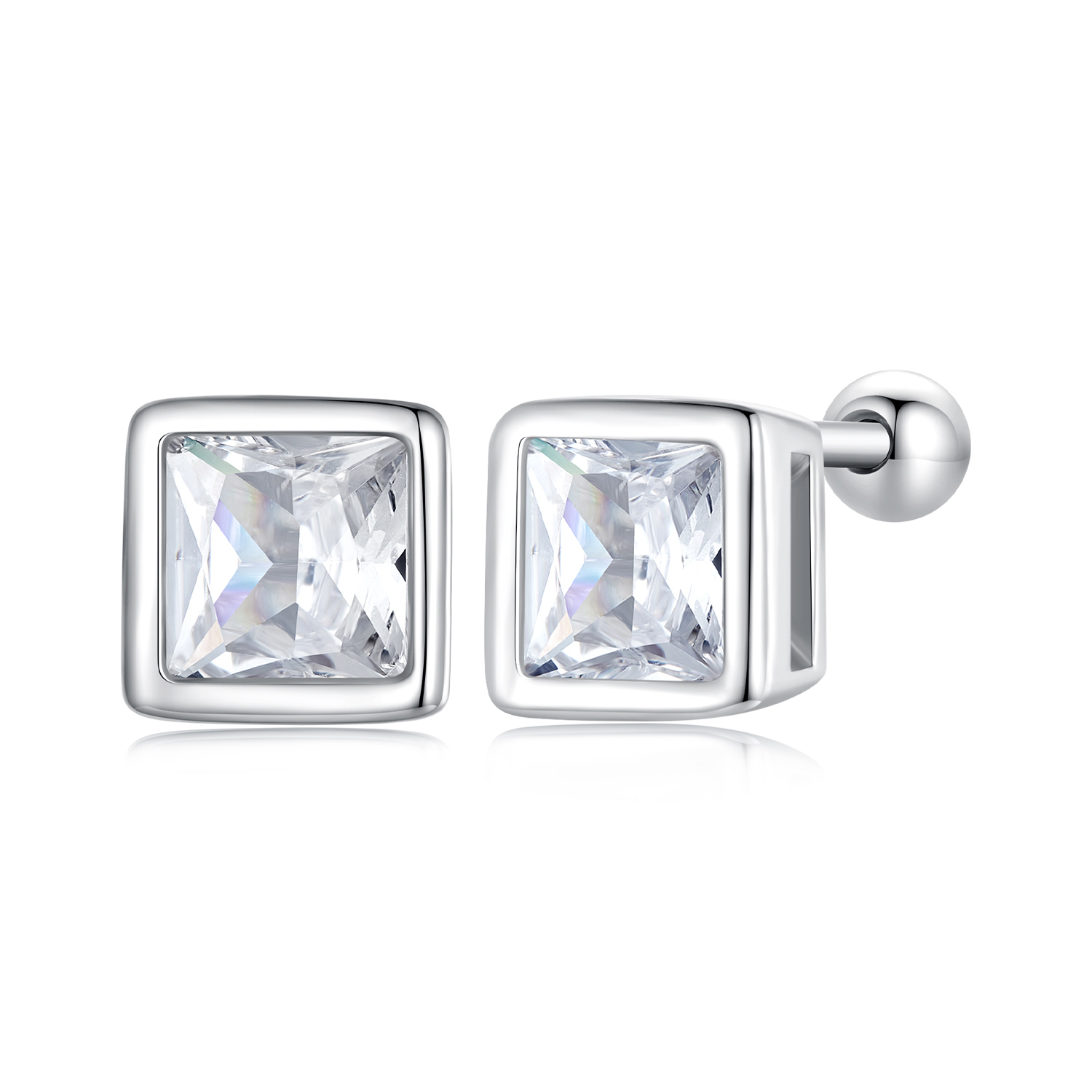 Pandora Stijl Prinses Zirkonia Stud Oorbellen - BSE885-L Pandora Stijl Prinses Zirkonia Stud Oorbellen - BSE885-L