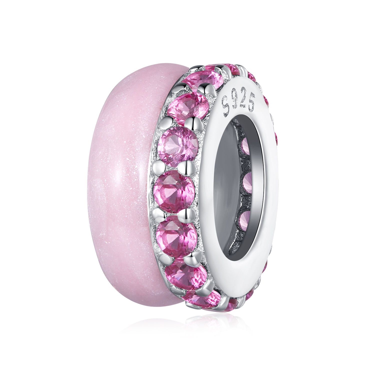 Pandora Stijl Roze Dubbele Laag Silicone Spacer - BSC883-PK Pandora Stijl Roze Dubbele Laag Silicone Spacer - BSC883-PK