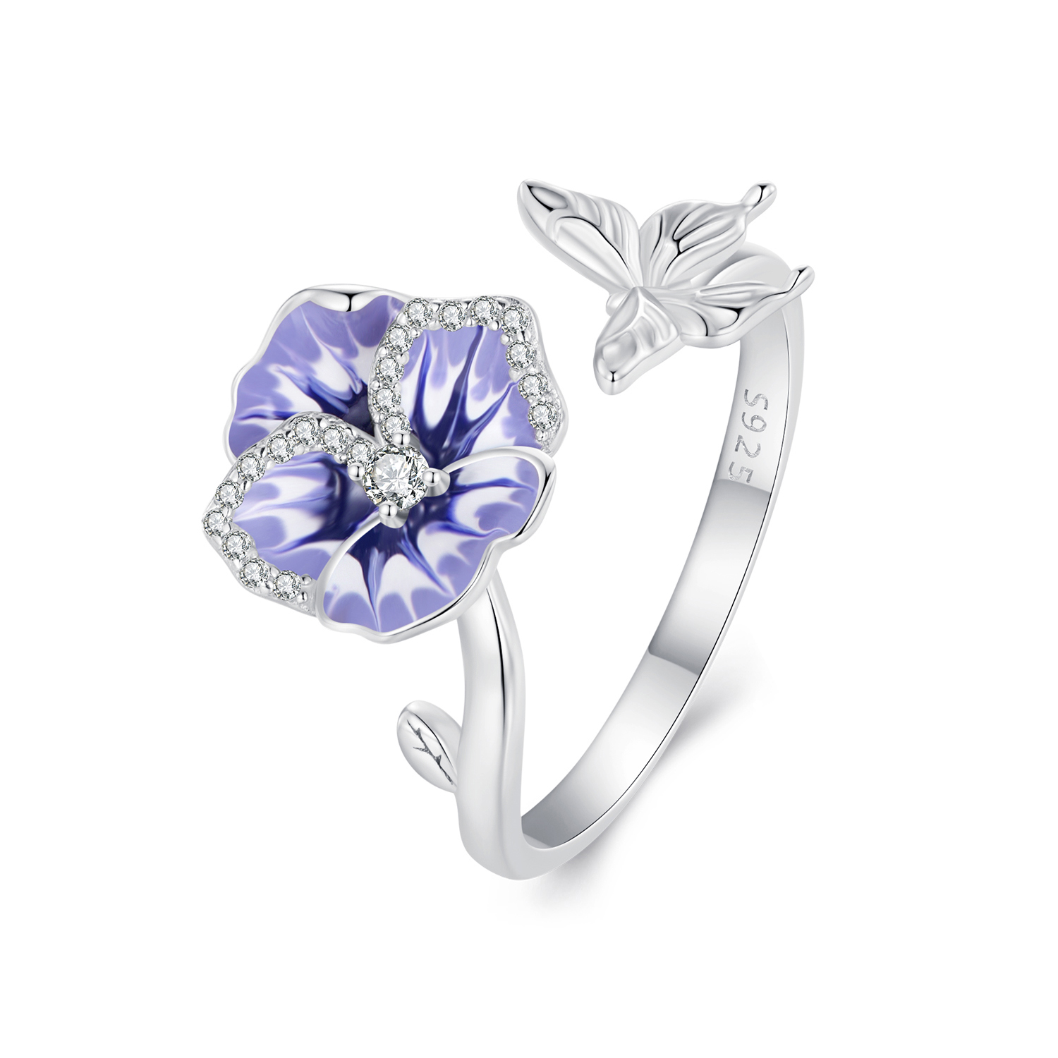 Pandora Stijl Viooltjes Ring - BSR452-E Pandora Stijl Viooltjes Ring - BSR452-E