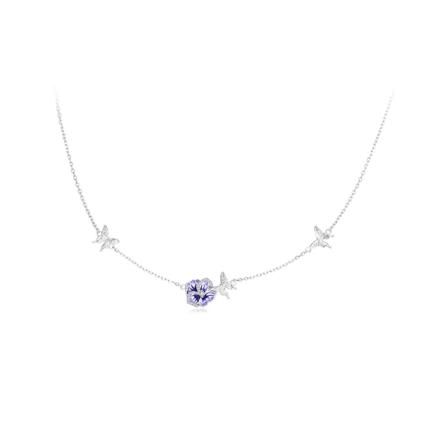 Pandora Stijl Viooltjes Stretch Ketting - BSN336