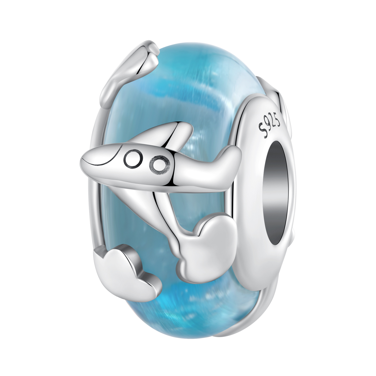 Pandora Stijl Vliegtuig Glazen Bedel - SCC2482 Pandora Stijl Vliegtuig Glazen Bedel - SCC2482