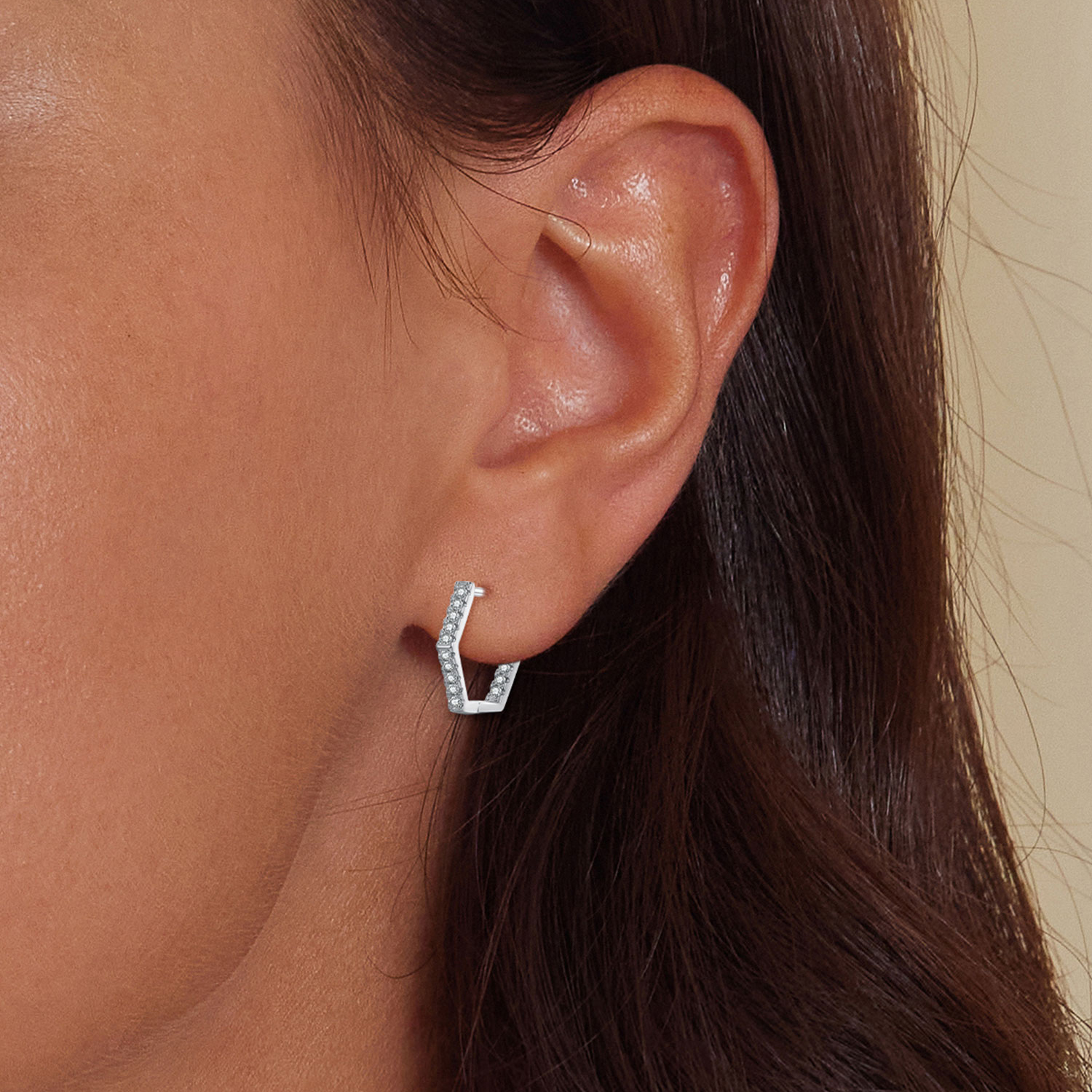 Pandora Style Zeshoekige Creool Oorbellen - BSE917