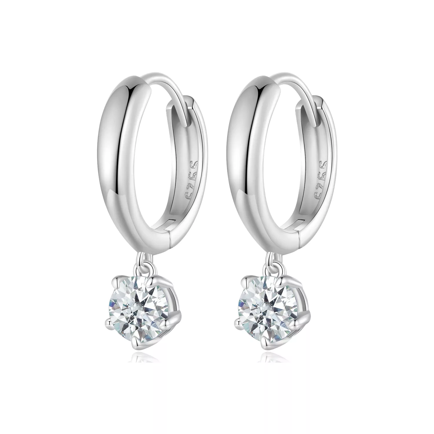 Pandora-stijl 0,5 karaat Moissanite oorbellen met hangers (Twee certificaten) - MSE040