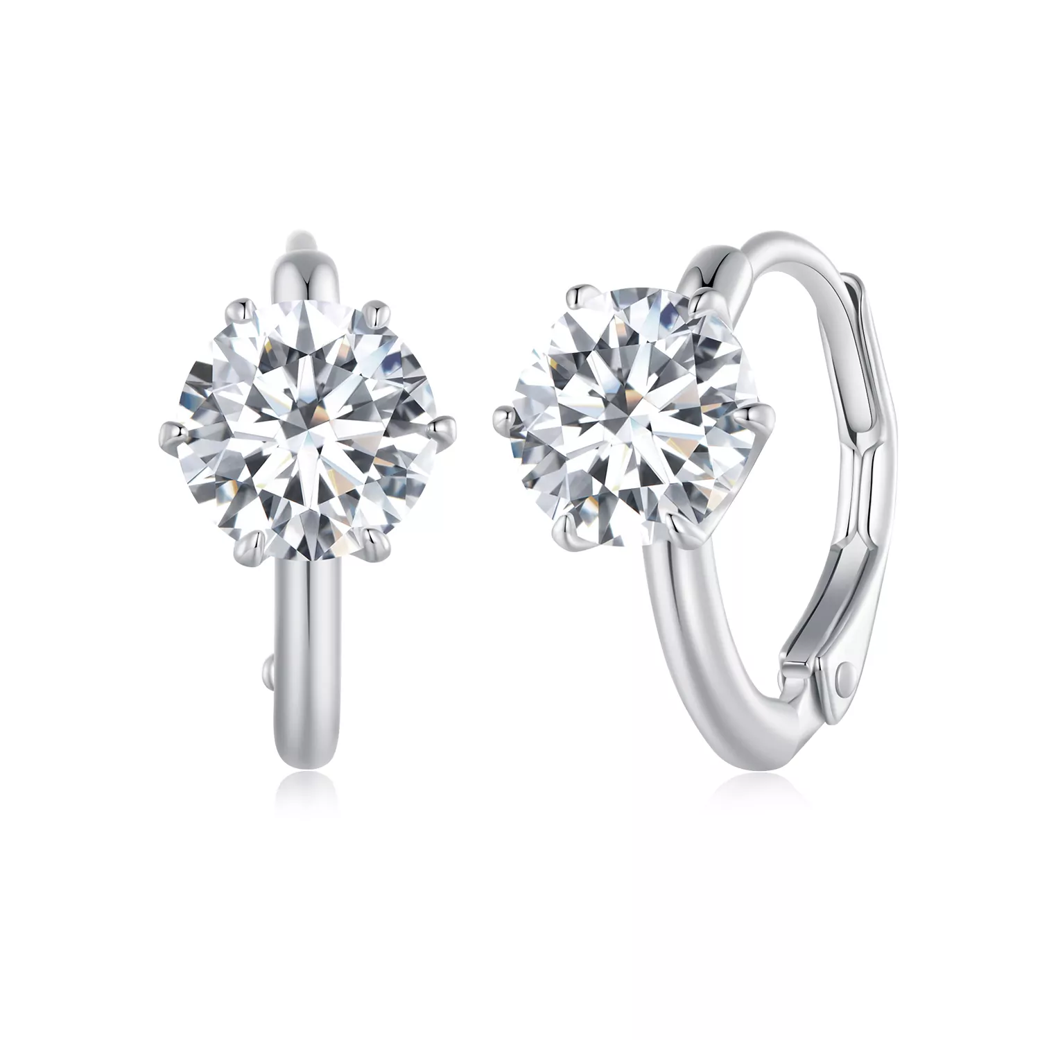 Pandora-stijl 1Ct Moissanite Oorringen met Hoepel (Eén Certificaat) - MSE037