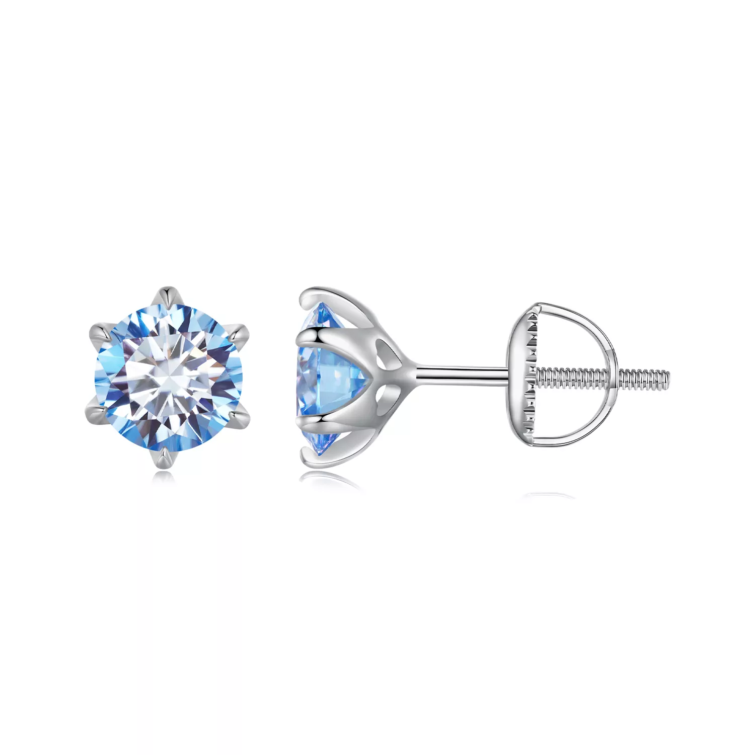 Pandora-stijl Aquamarijn Moissanite Studs Oorbellen - MSE025-LLB