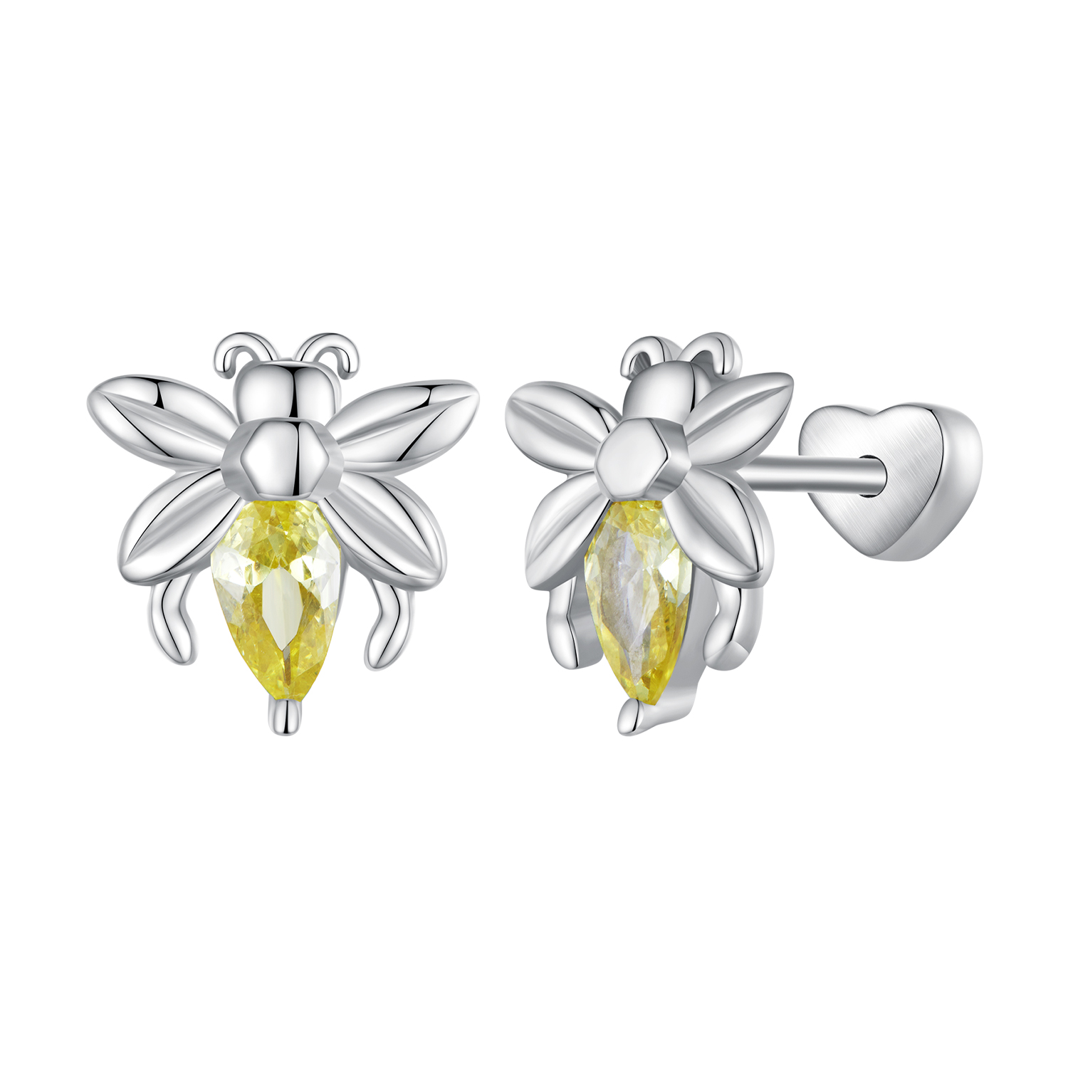 Pandora-stijl Bijen Twee Draag Studs Oorbellen - SCE1580 Pandora-stijl Bijen Twee Draag Studs Oorbellen - SCE1580
