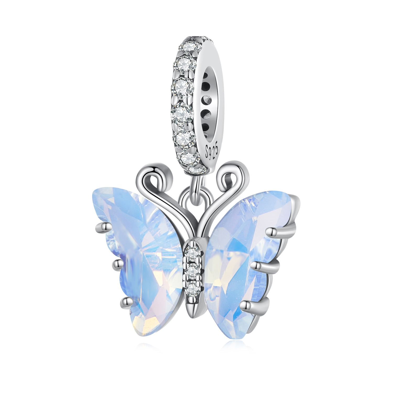 Pandora-stijl Blauwe Aurora Vlinder Hanger - SCC2305 Pandora-stijl Blauwe Aurora Vlinder Hanger - SCC2305