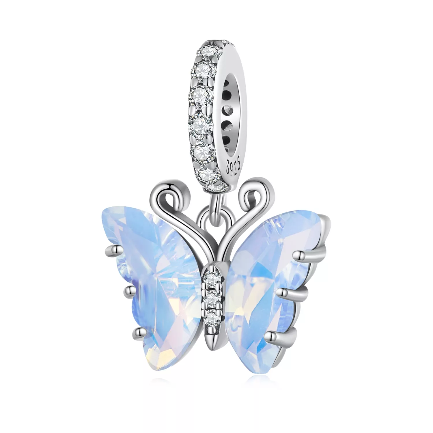 Pandora-stijl Blauwe Aurora Vlinder Hanger - SCC2305