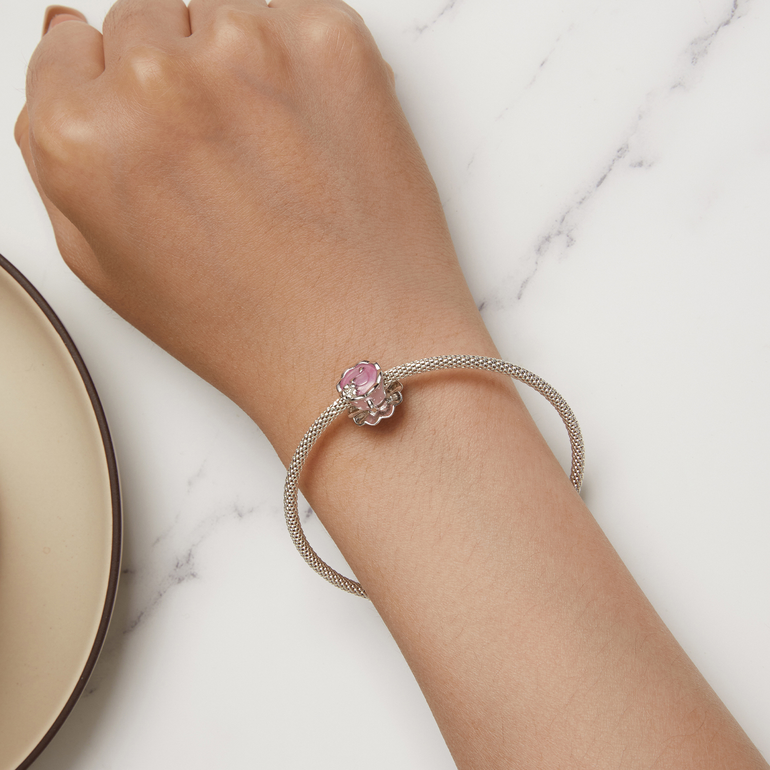 Pandora-stijl Bloem Theekop Bedel - SCC2563