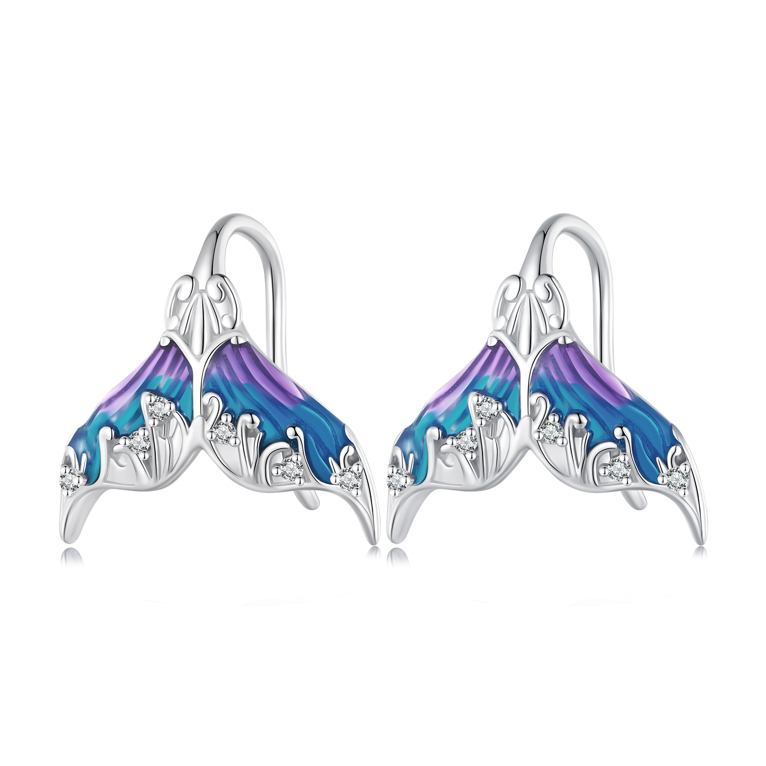 Pandora-stijl Dreamman Zeemeerminstaart Stud Oorbellen - BSE921 Pandora-stijl Dreamman Zeemeerminstaart Stud Oorbellen - BSE921