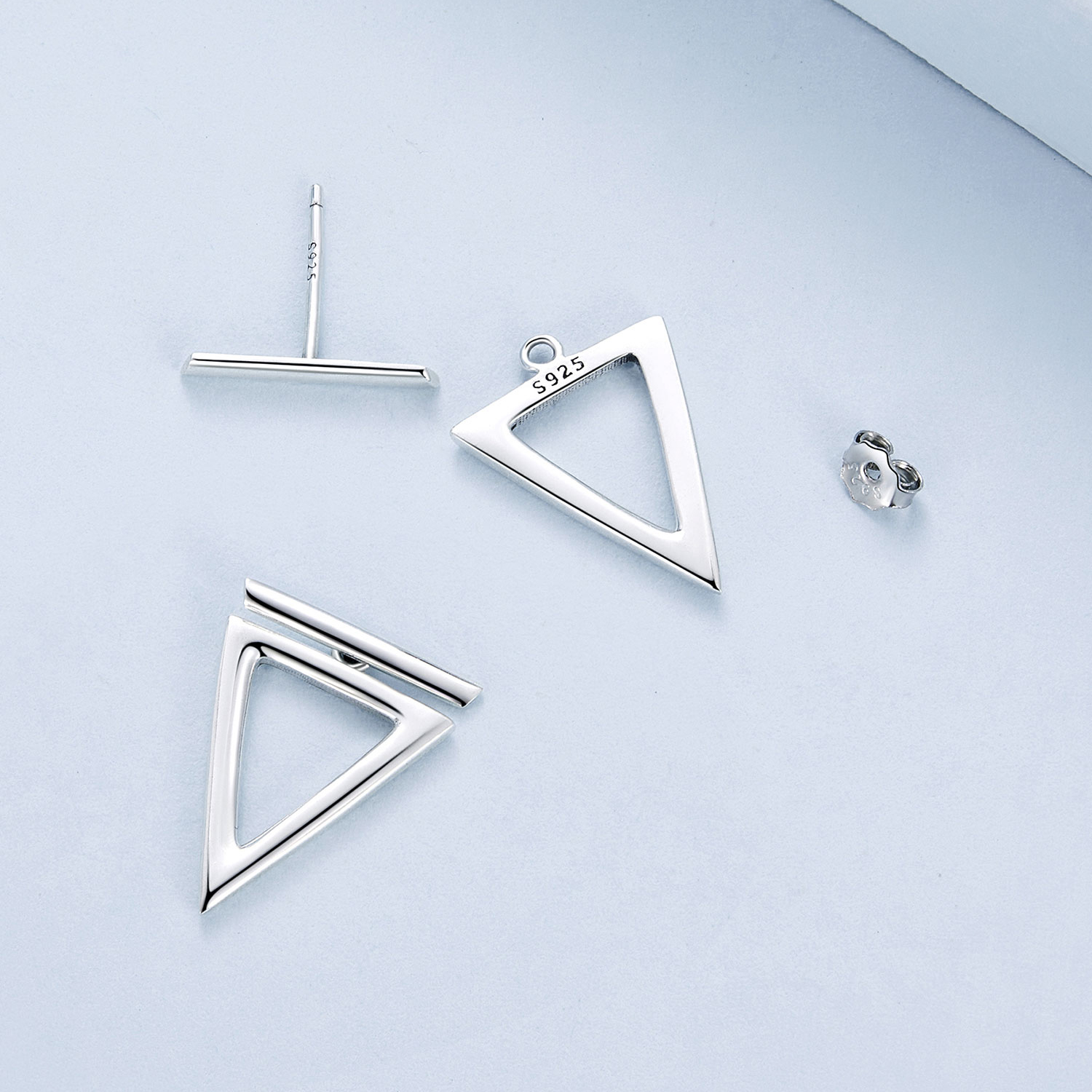 Pandora-stijl driehoekige studs oorbellen - BSE900