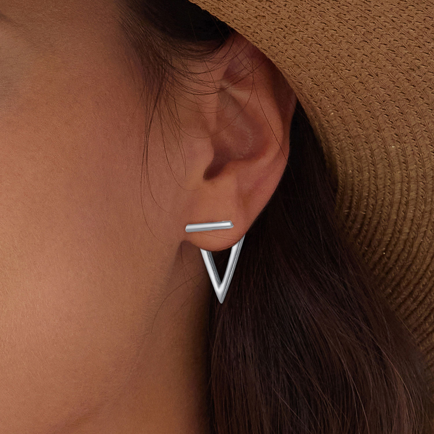 Pandora-stijl driehoekige studs oorbellen - BSE900