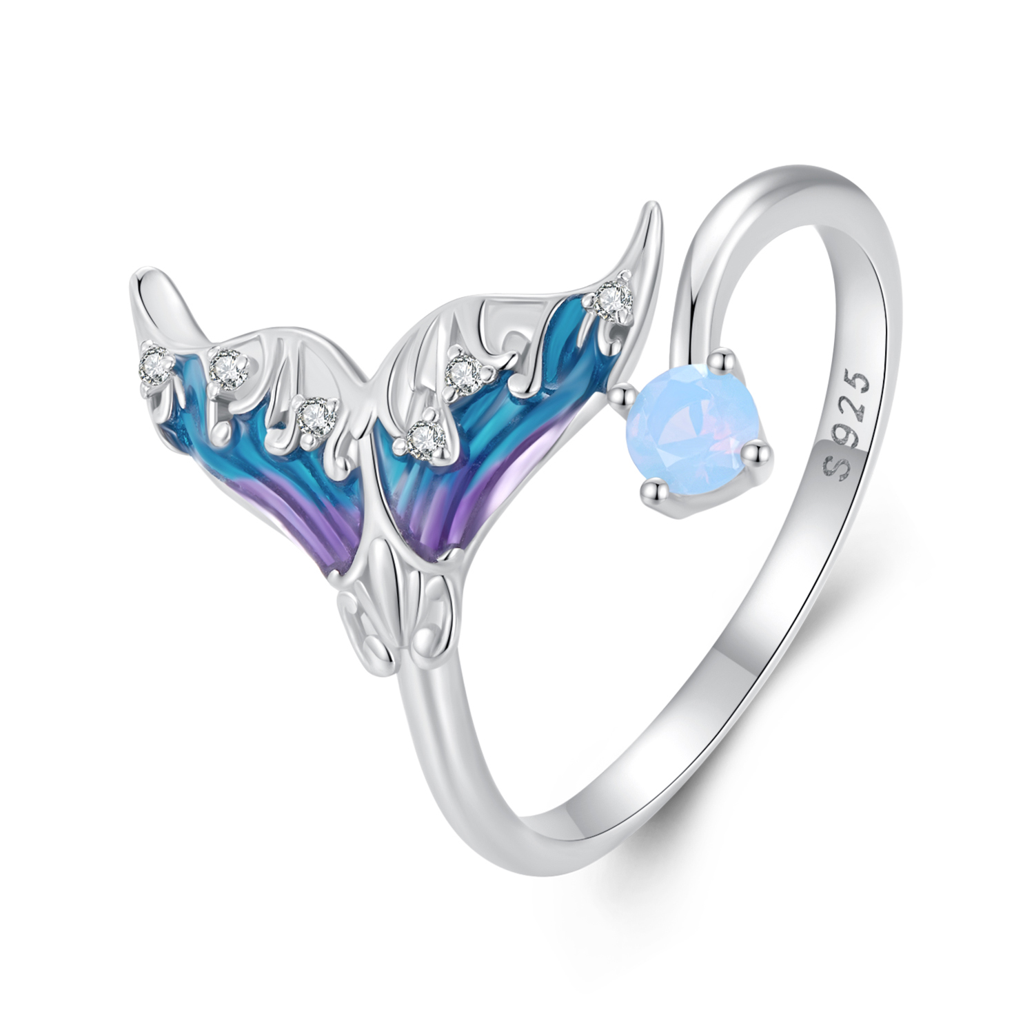 Pandora-stijl Droom Zeemeermin Open Ring - BSR494-E Pandora-stijl Droom Zeemeermin Open Ring - BSR494-E