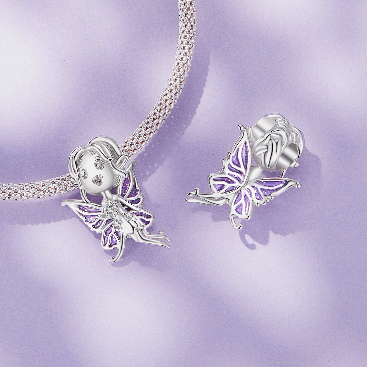 Pandora-stijl Elfenbedel met vlinder - SCC2544