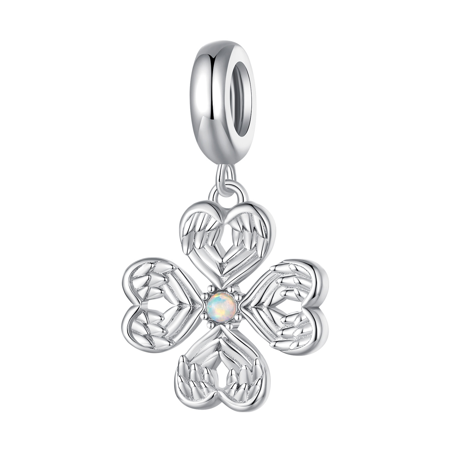 Pandora-stijl Engelenvleugels Geluksklaver Dangle - SCC2484 Pandora-stijl Engelenvleugels Geluksklaver Dangle - SCC2484