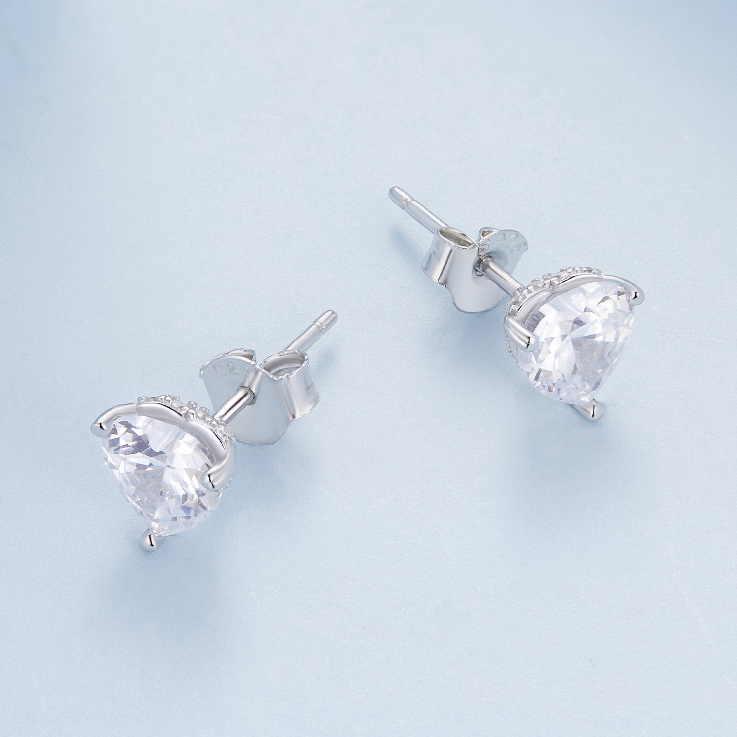 Pandora-stijl Fonkelende Hart Studs Oorbellen - BSE853