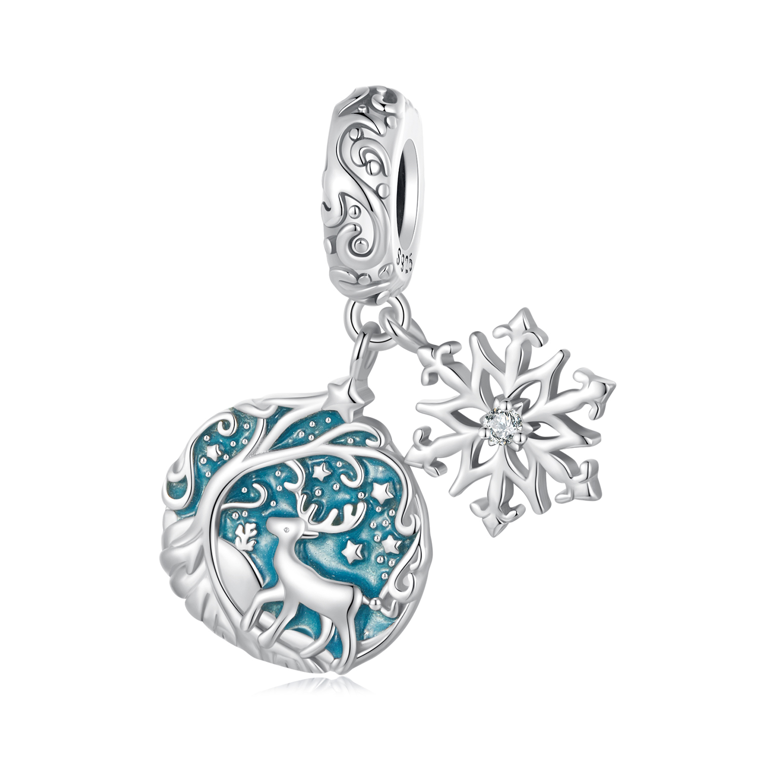 Pandora-stijl Glow-In-The-Dark Elk Dangle - SCC2661 Pandora-stijl Glow-In-The-Dark Elk Dangle - SCC2661