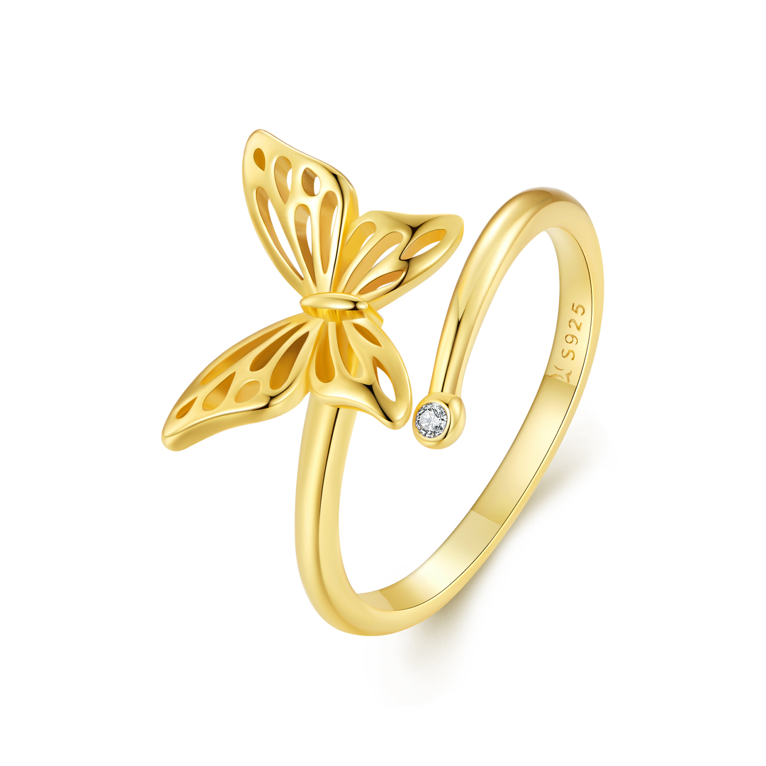 Pandora-stijl Gouden Vlinderdroom Ring - SCR448-B Pandora-stijl Gouden Vlinderdroom Ring - SCR448-B