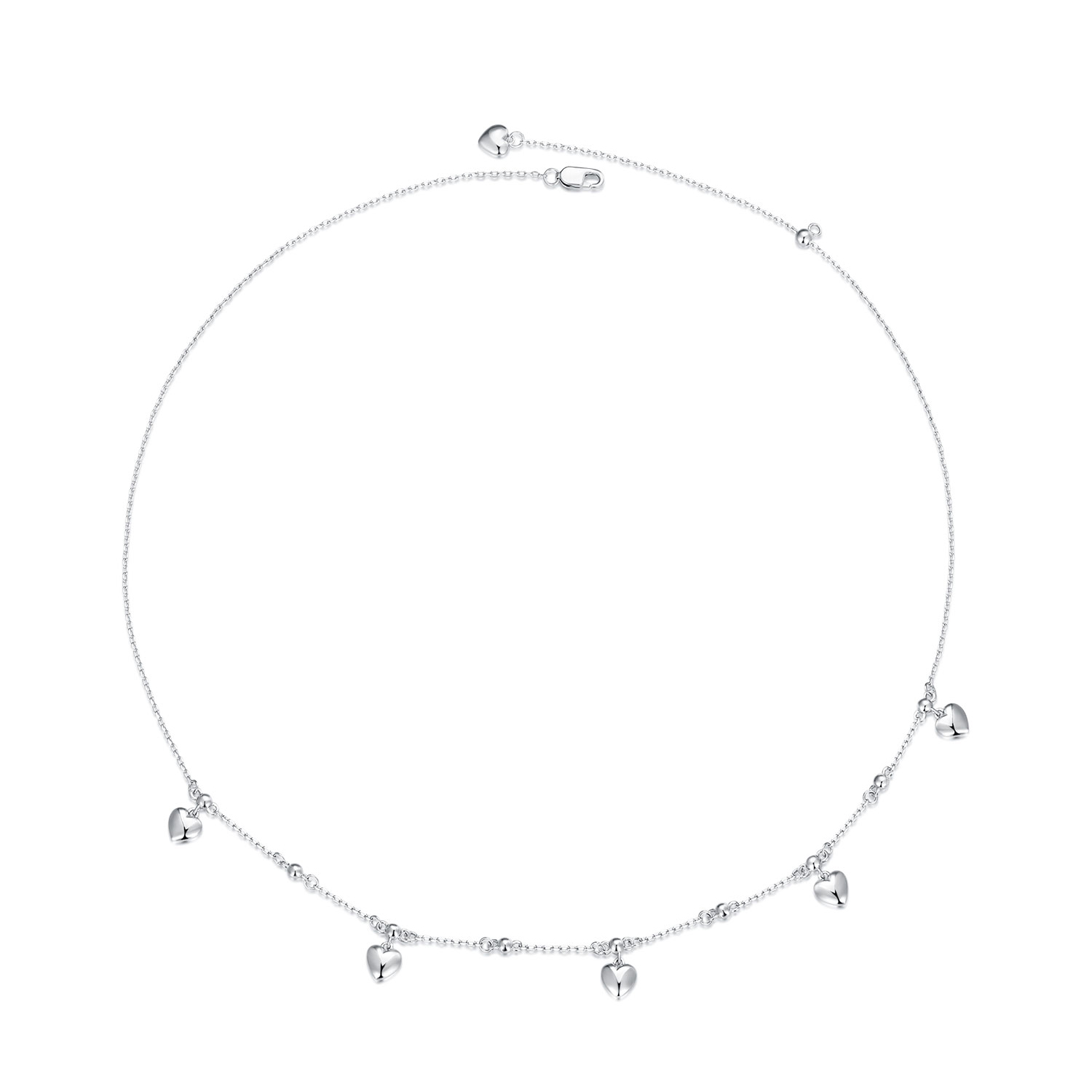 Pandora-stijl hartvormige halsketting met kwastje - BSN359 Pandora-stijl hartvormige halsketting met kwastje - BSN359