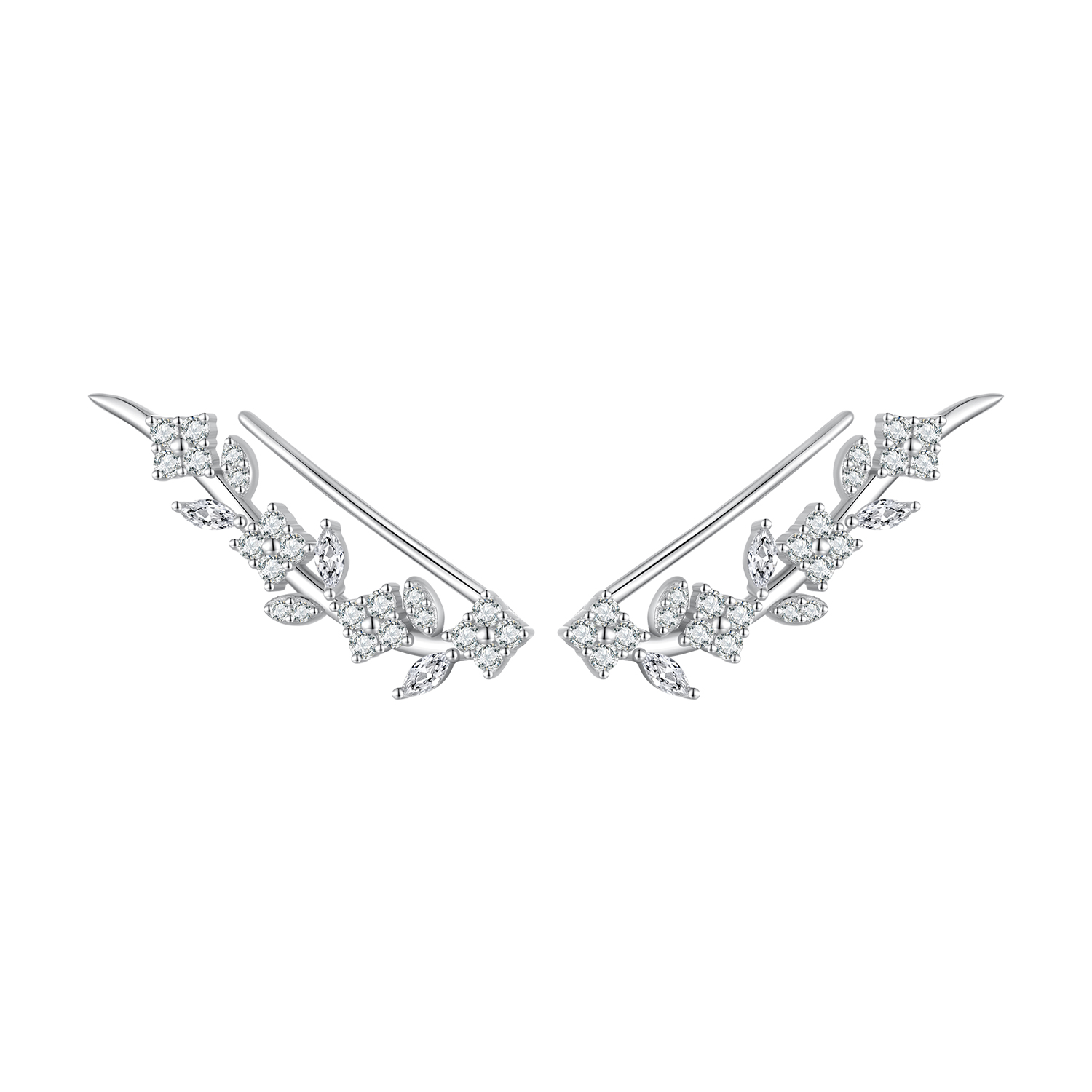 Pandora-stijl klavertje vier lange oorstekers - BSE819 Pandora-stijl klavertje vier lange oorstekers - BSE819