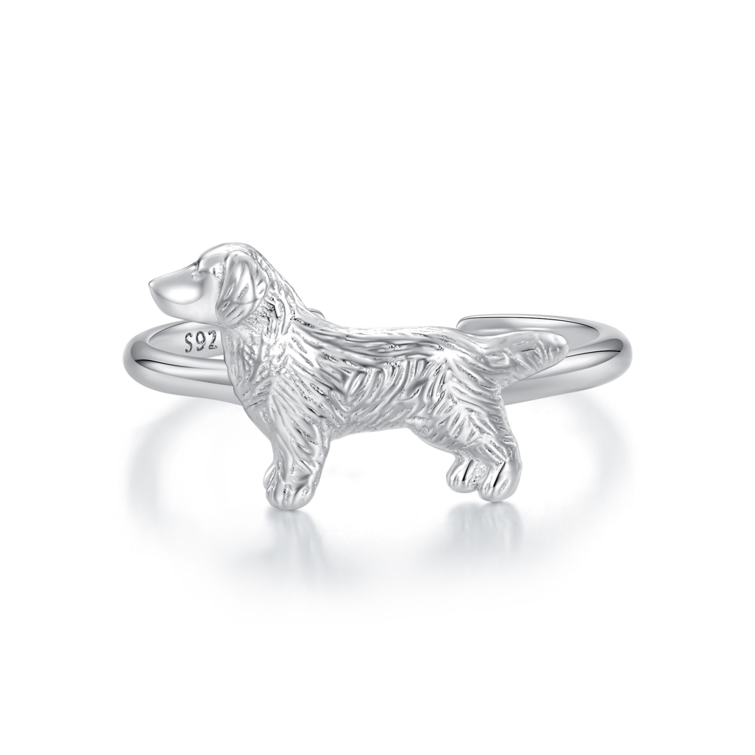 Pandora-stijl Kleine Gouden Retriever Ring - SCR952 Pandora-stijl Kleine Gouden Retriever Ring - SCR952