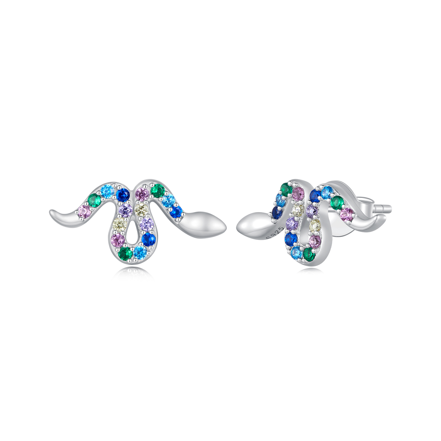 Pandora-stijl Kleurrijke Slange Studs Oorbellen - SCE1633 Pandora-stijl Kleurrijke Slange Studs Oorbellen - SCE1633