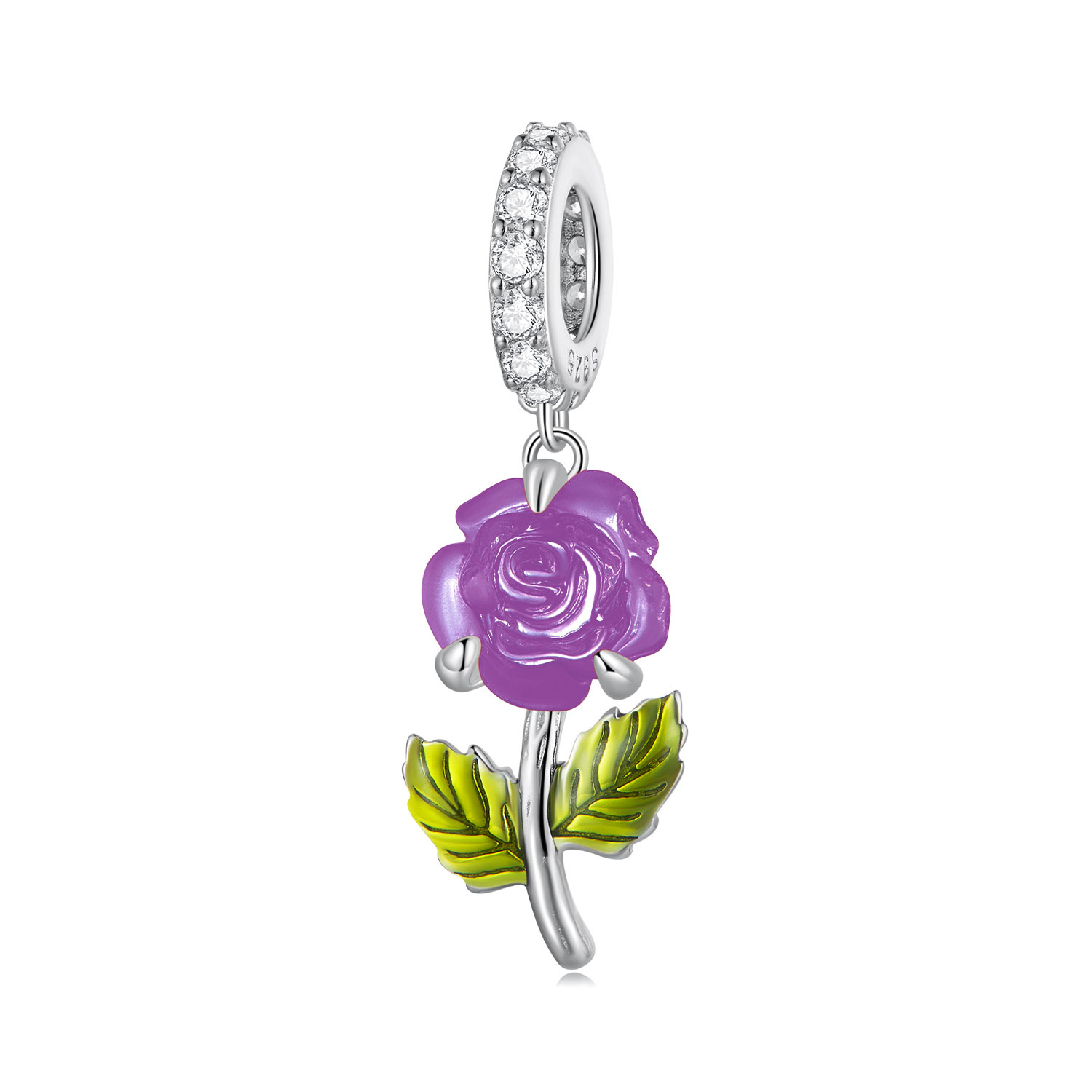 Pandora-stijl Kristallen Rozenhanger - BSC824-VT Pandora-stijl Kristallen Rozenhanger - BSC824-VT